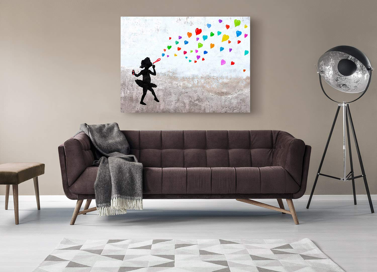 Masterfunk Collective Love Bubbles Graffiti Street Art Canvas Print - 39x27 Inches Wall Decor for Living Room, Bedroom & Office