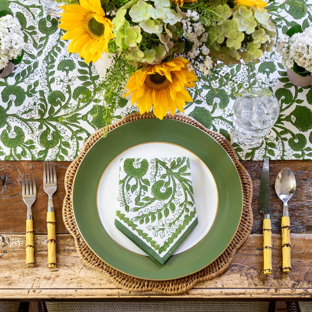 Premium Cactus Flower Lettuce Green Cloth Napkins - Set of 4 Eco-Friendly Reusable Dinner Napkins for Boho Wedding, Farmhouse Dining, and Sustainable Home Decor