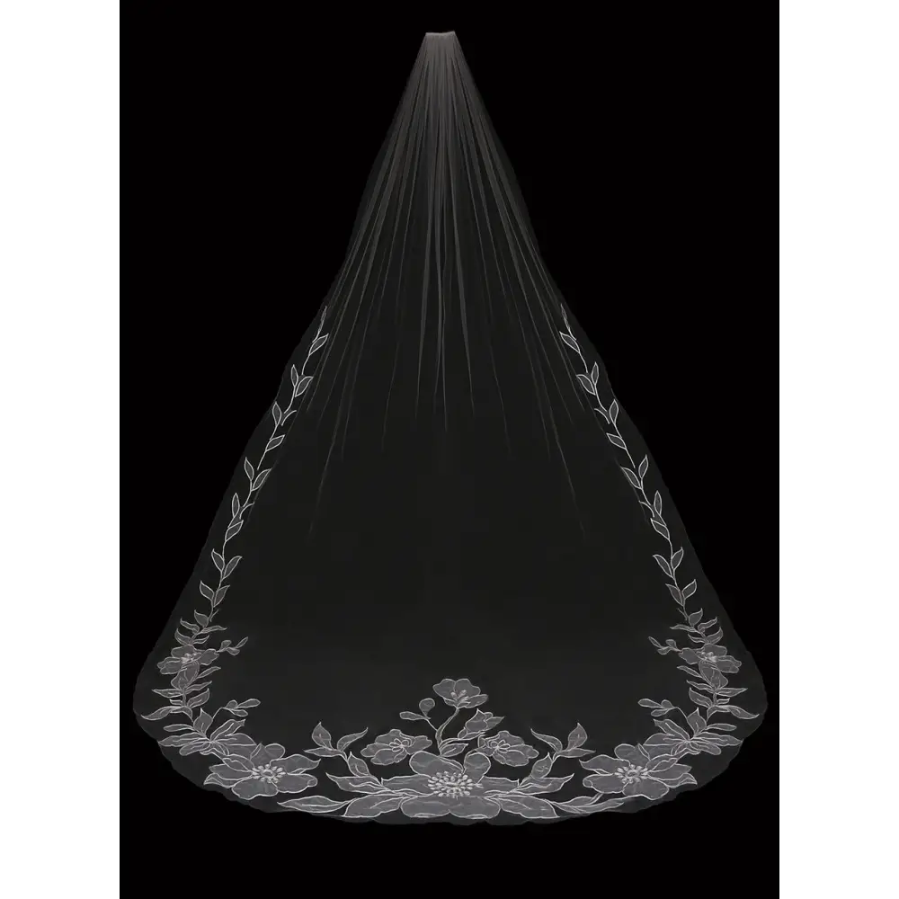 Royal Cathedral Bridal Veil with Lace Trim | Elegant Wedding Accessory for Bride (Style V2384RC) | Perfect for Church Weddings, Cathedral Ceremonies & Formal Bridal Portraits
