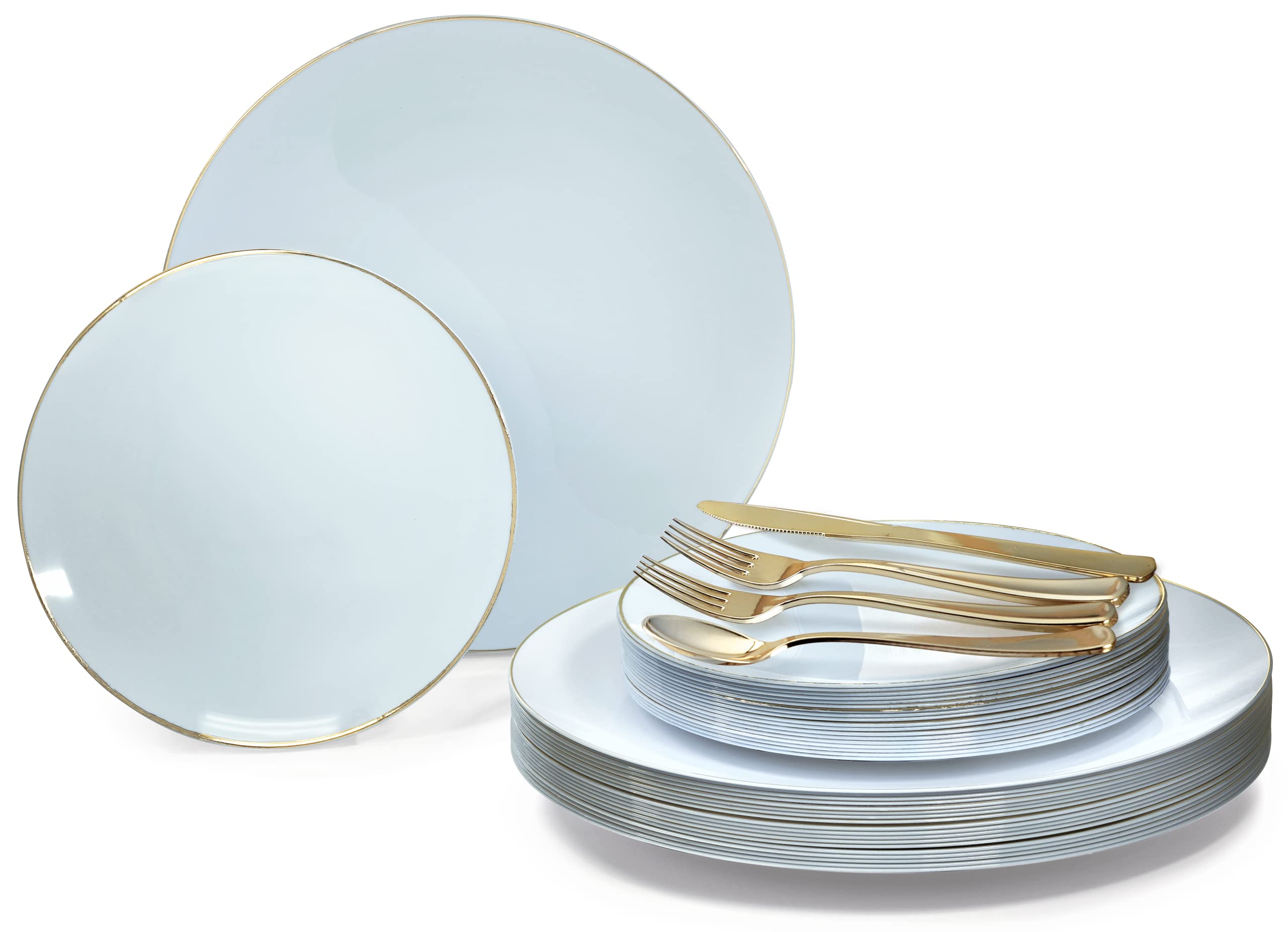 720-Piece Wedding Disposable Plastic Plate & Silverware Set (120 Guests) - 10.25