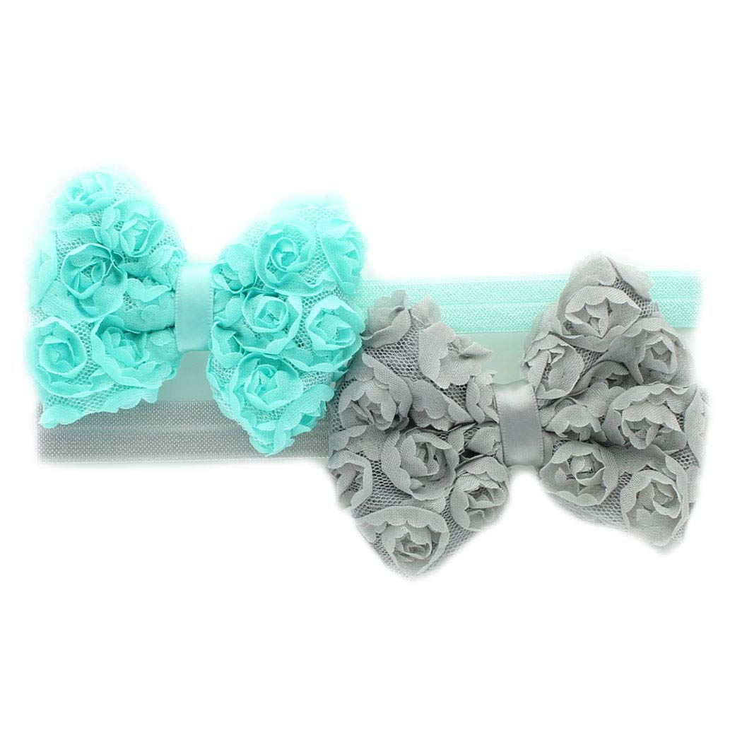 My Lello 2-Pack Soft Infant Baby Headbands - Mixed Colors Rose Fabric Bows for Newborn Girls, Toddler Photo Props, Baby Shower Gifts & Special Occasion Accessories