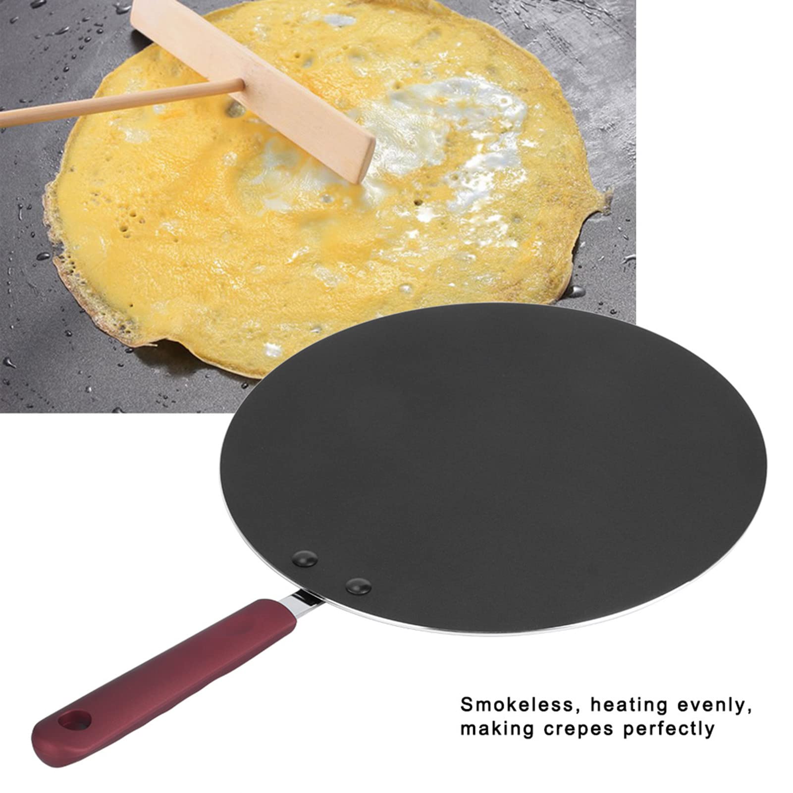 Non-Stick Portable Crepe Maker Pan with Spreader - Mini Pancake Griddle for Home Cooking, Breakfast & Desserts - Perfect for Crepe Lovers, Camping & Quick Meals