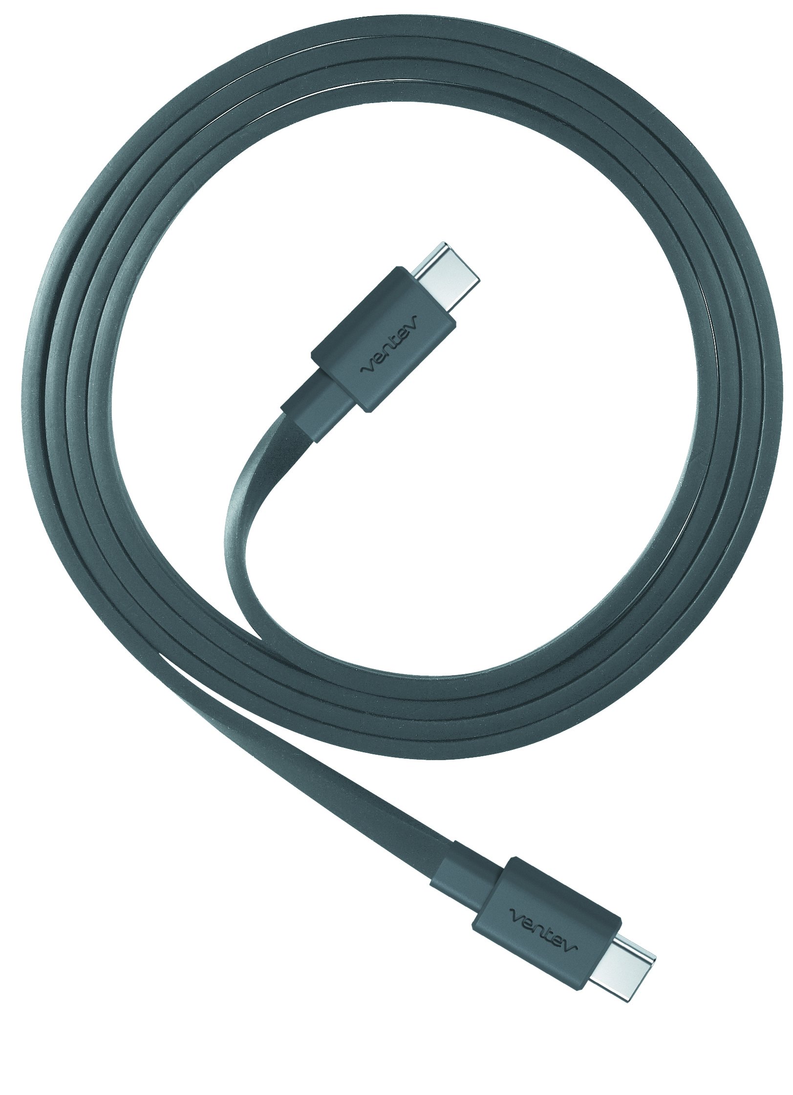 Ventev ChargeSync USB Type C to Type C 2.0 Cable - 6ft Flat Tangle-Free Fast Charging Cord (3A) for MacBook, Chromebook, Samsung Galaxy & More | Perfect for Home, Office & Travel Charging
