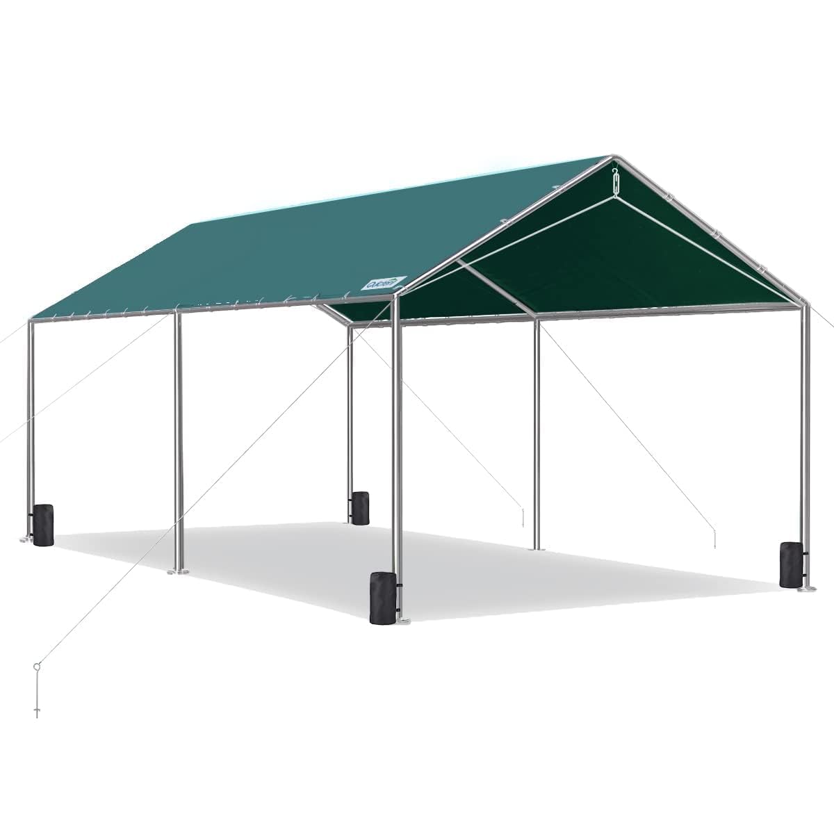 Quictent 10x20 ft Heavy Duty Car Canopy with Galvanized Steel Frame - Waterproof Outdoor Party Tent, Boat Shelter & Vehicle Cover with 3 Reinforced Steel Cables (Green) - Perfect for Backyard Events, Camping & RV Protection