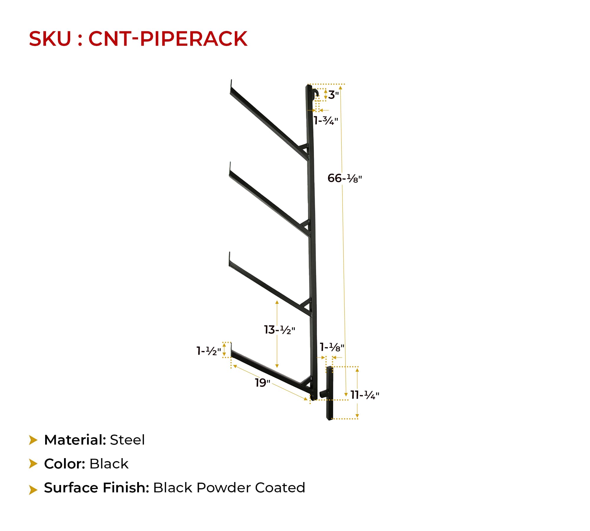 **Mytee Products Heavy Duty 4-Tier Shipping Container Pipe Rack – 18