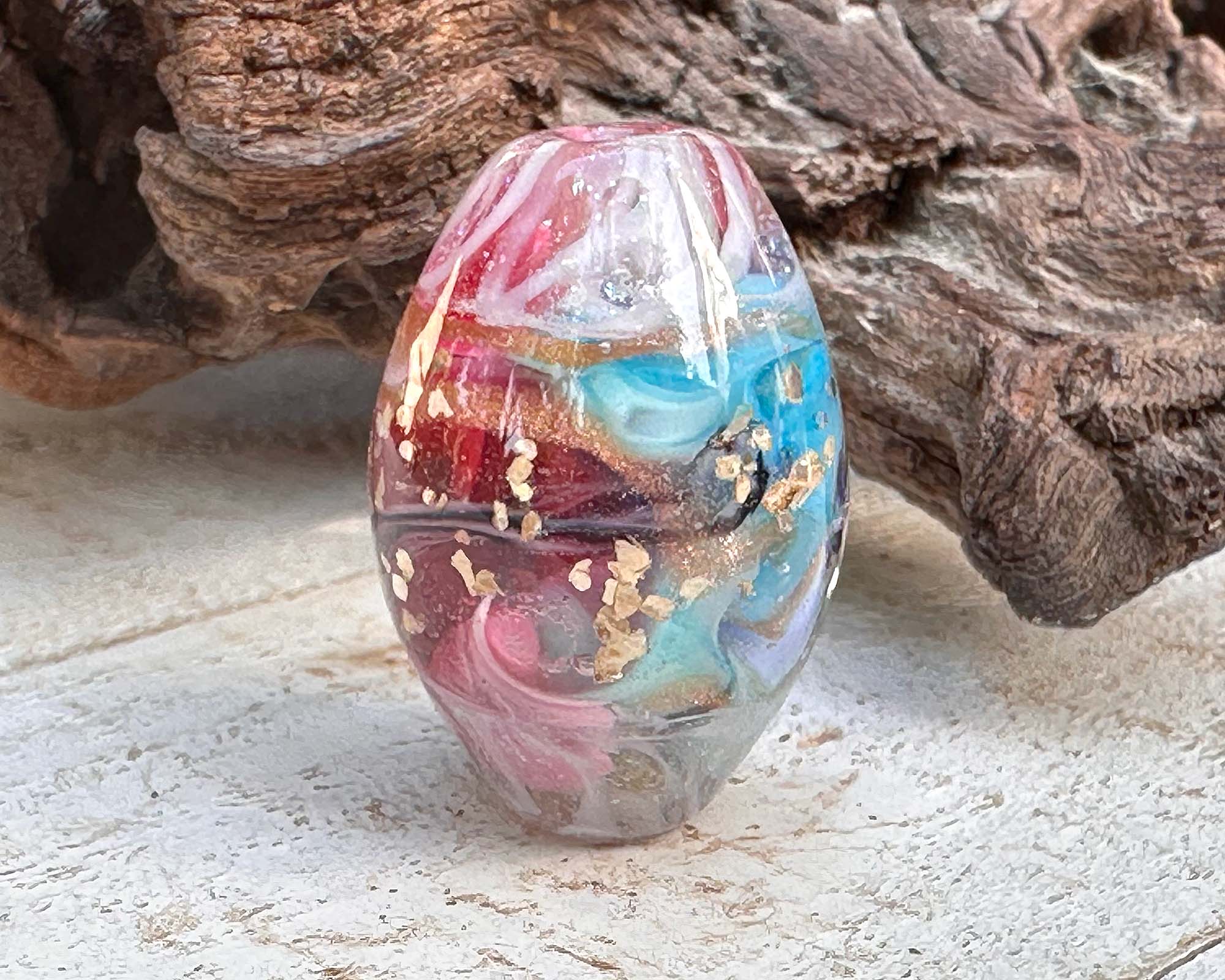 Handmade Glass Garden Swirl Lampwork Focal Bead for Jewelry Making - Perfect for Necklaces, Bracelets, and DIY Craft Projects