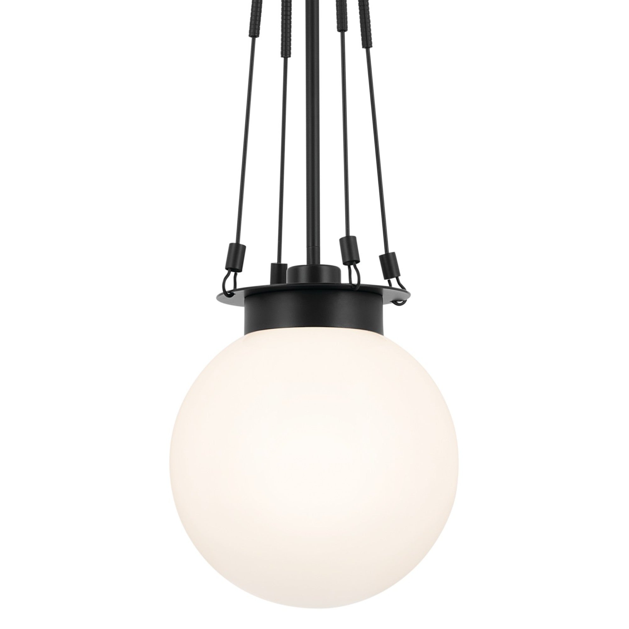 Albers 33 1-Light Black Globe Pendant Light with Opal Glass Shade - Modern Ceiling Lighting for Kitchen Island, Dining Room & Bedroom