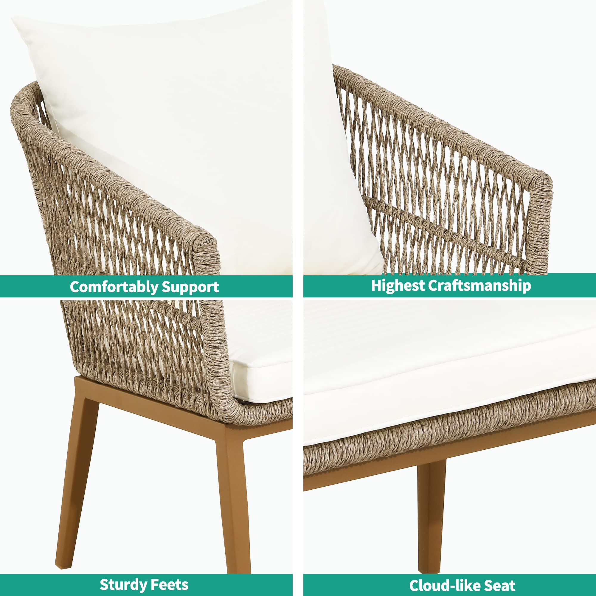 YITAHOME Outdoor Dining Single Sofa Chair - Indoor/Outdoor Wicker Bistro Chair with PE Rattan - Patio, Backyard, Poolside & Balcony Armchair Seating - Tan - Perfect for Relaxing, Entertaining & Outdoor Dining