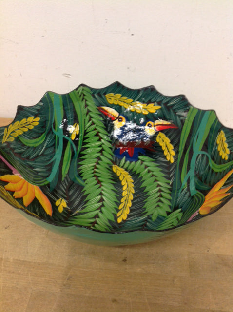 Hand-Painted Parrot Design Ceramic Bowl - 15 oz, Signed by Artist - Perfect for Home Decor, Dining, and Gift Giving