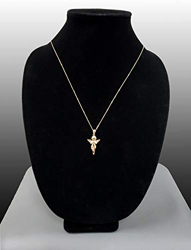 14K Yellow Gold Angel Pendant Necklace for Women - Elegant Religious Jewelry Gift for Christmas, Baptism & Special Occasions