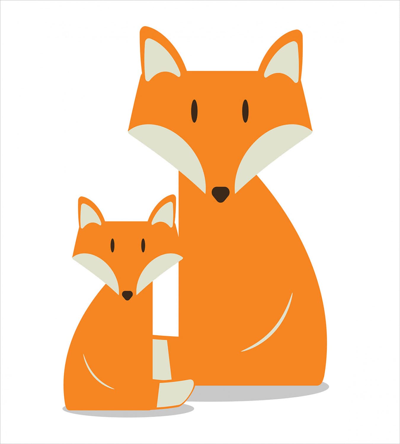 Ambesonne Fox Duvet Cover Set - King Size 2-Pack with 2 Duvet Covers & 4 Pillowcases, Wild Animal Mother & Cub Graphic in Marigold Pastel Green - Cozy Bedding for Wildlife Lovers' Bedroom Decor