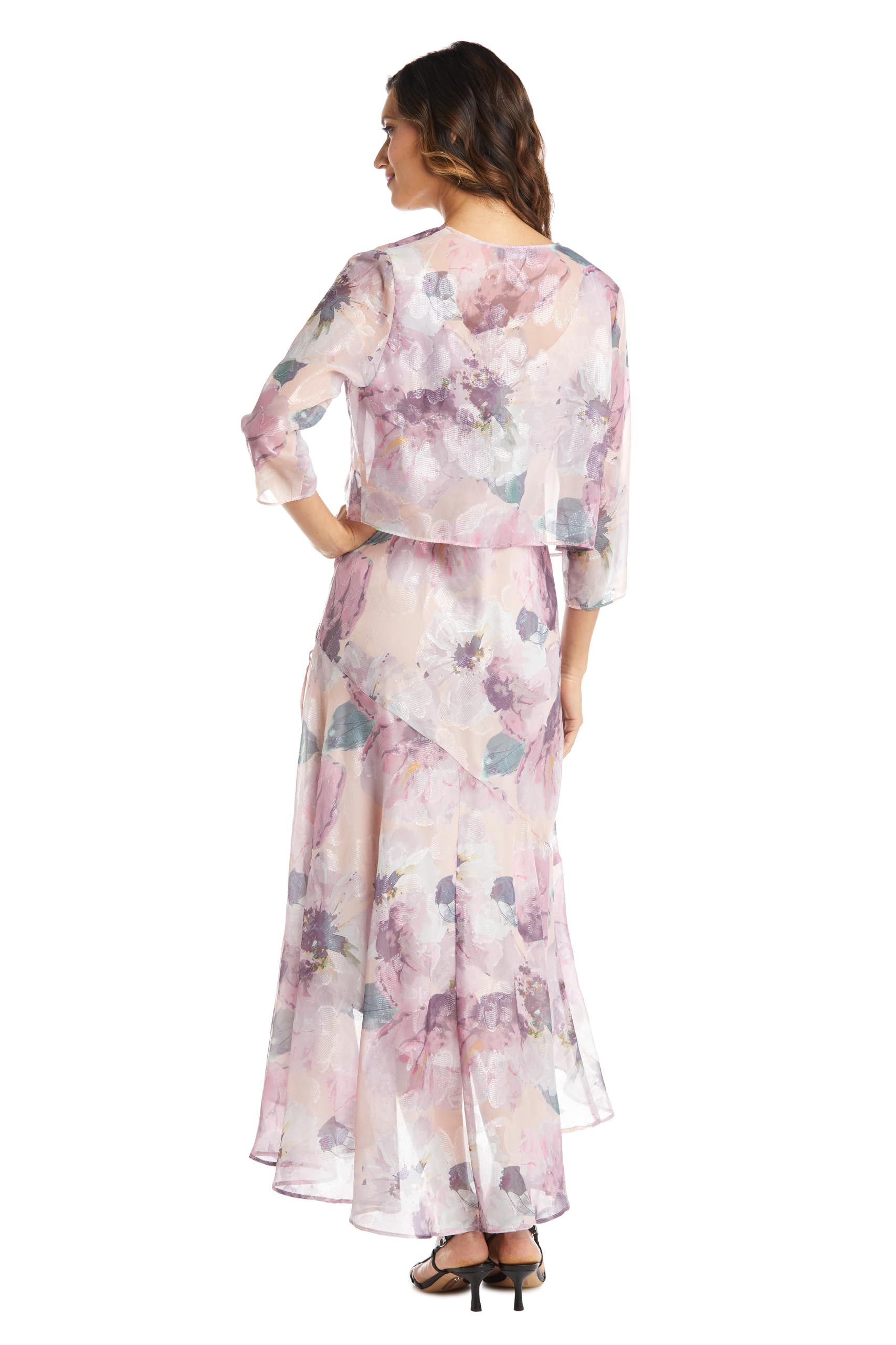 R&M Richards Women's Floral Print Maxi Dress - Elegant Long Flowy Summer Dress with V-Neck & Side Slits | Perfect for Beach Vacations, Garden Parties & Evening Events