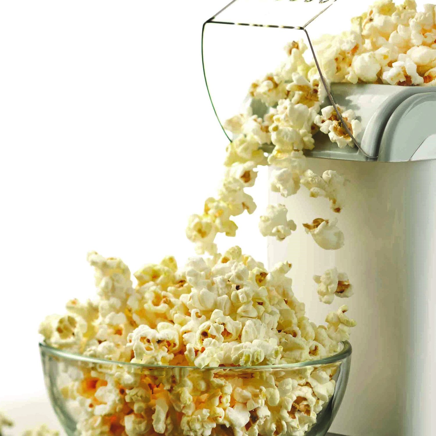 Brentwood PC-486W 8-Cup Hot Air Popcorn Maker Machine - Healthy White Popcorn Popper for Home, Movie Nights & Parties - Fast, Oil-Free, Low-Calorie Snack Maker