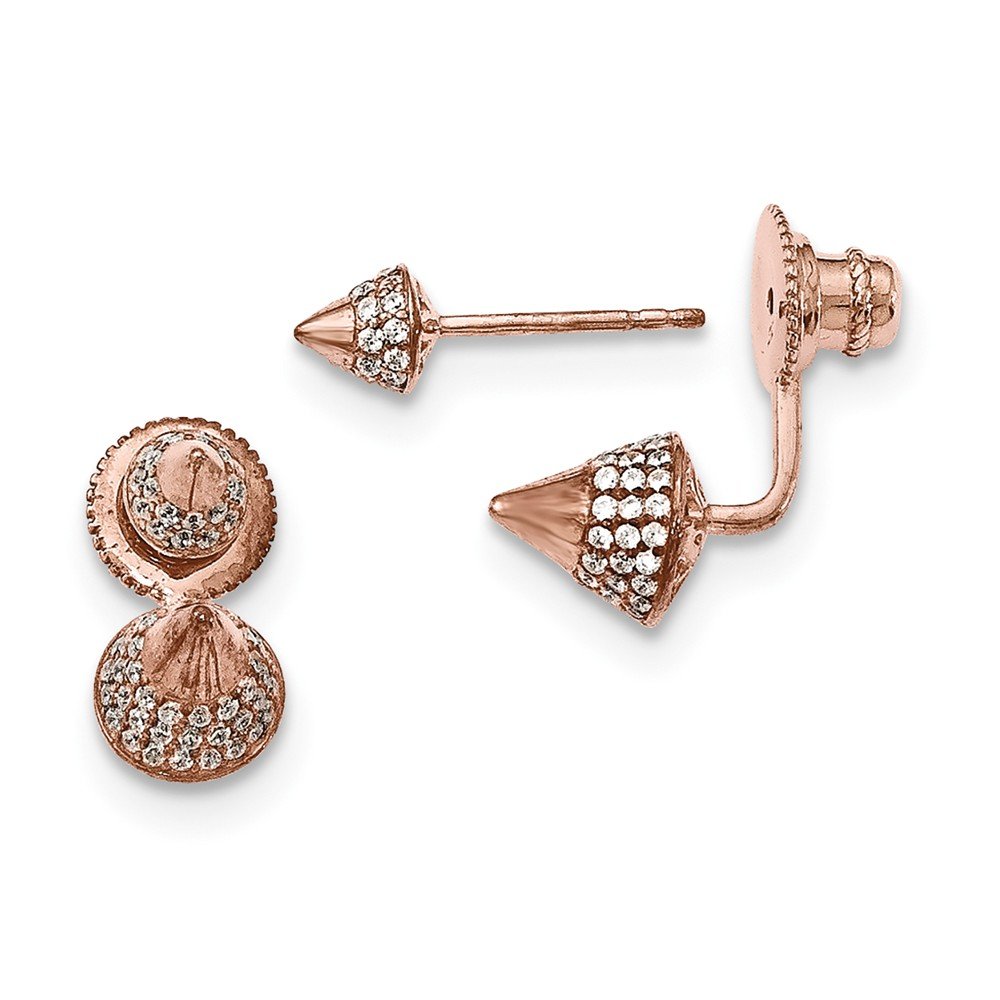 925 Sterling Silver Rose Gold-Plated CZ Cubic Zirconia Convertible Back Earrings for Women - Elegant Dangle & Stud Earrings for Parties, Weddings & Everyday Wear
