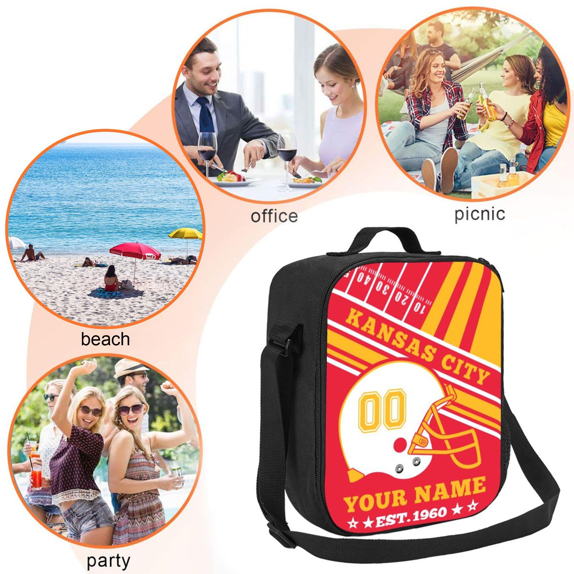 Custom Football Lunch Box - Personalized Insulated Lunch Bag for Football Fans, Office, Work, Picnic & Beach | Unique Sports Gift for Men & Women | Perfect for Game Day, School & Outdoor Activities