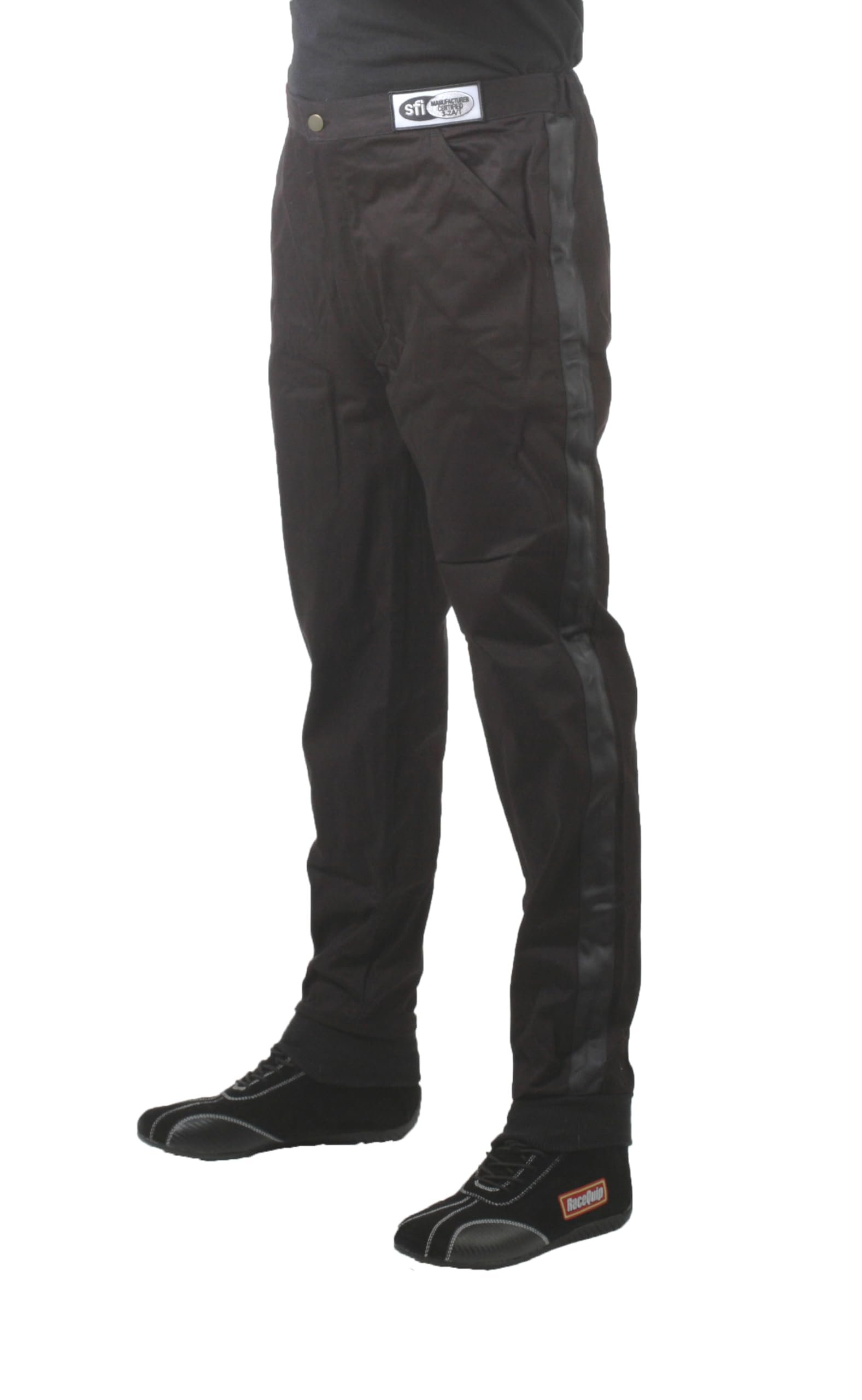 RaceQuip SFI 3.2A/1 Certified Single Layer Racing Fire Suit Pants - Black, Medium-Tall (112004) - Ideal for Motorsports, Drag Racing & Track Safety Gear