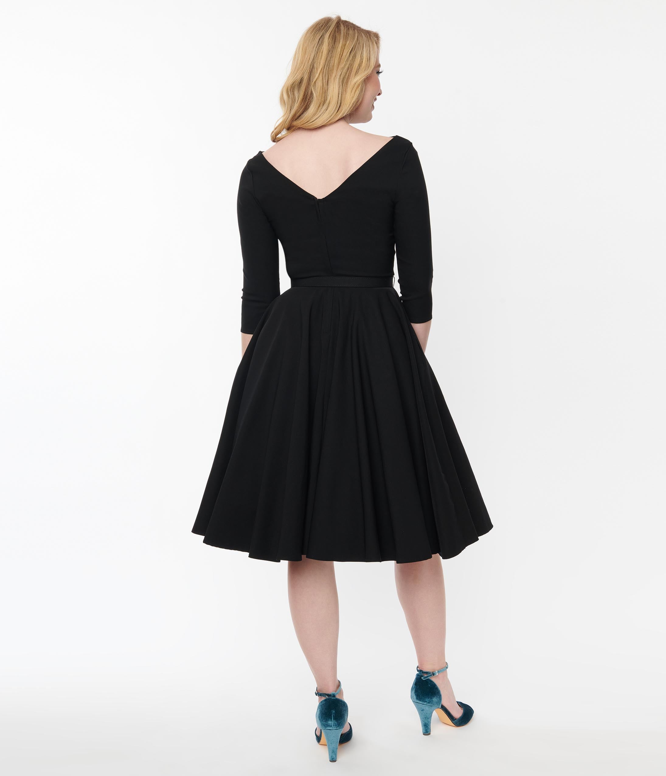 Vintage Black Devon Swing Dress - Flowy Retro A-Line Dress for Women, Perfect for Parties, Weddings & Date Nights