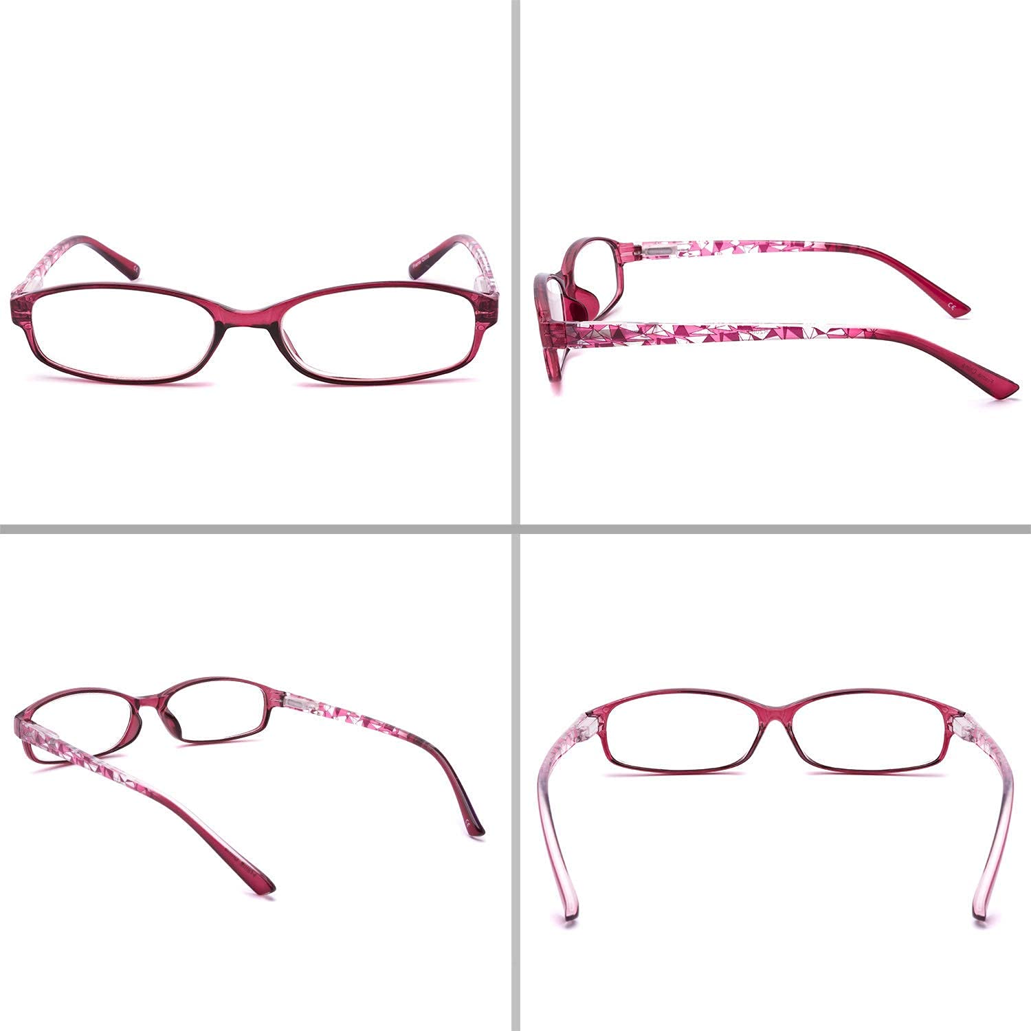 4 Pack Blue Light Blocking Reading Glasses for Women - Fashion Spring Hinge Readers with Pattern Print, Anti Glare UV Protection (3.0 Magnitude) - Perfect for Computer Work, Reading & Screen Time