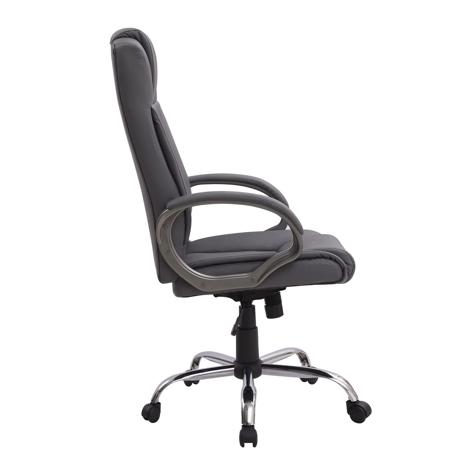 Naomi Home Ergonomic Office Chair - High Back Executive Desk Chair with Wheels, Adjustable Armrests & Lumbar Support, Height/Tilt Swivel Leather Computer Chair - Gray - Perfect for Home Office, Gaming & Workspace Comfort
