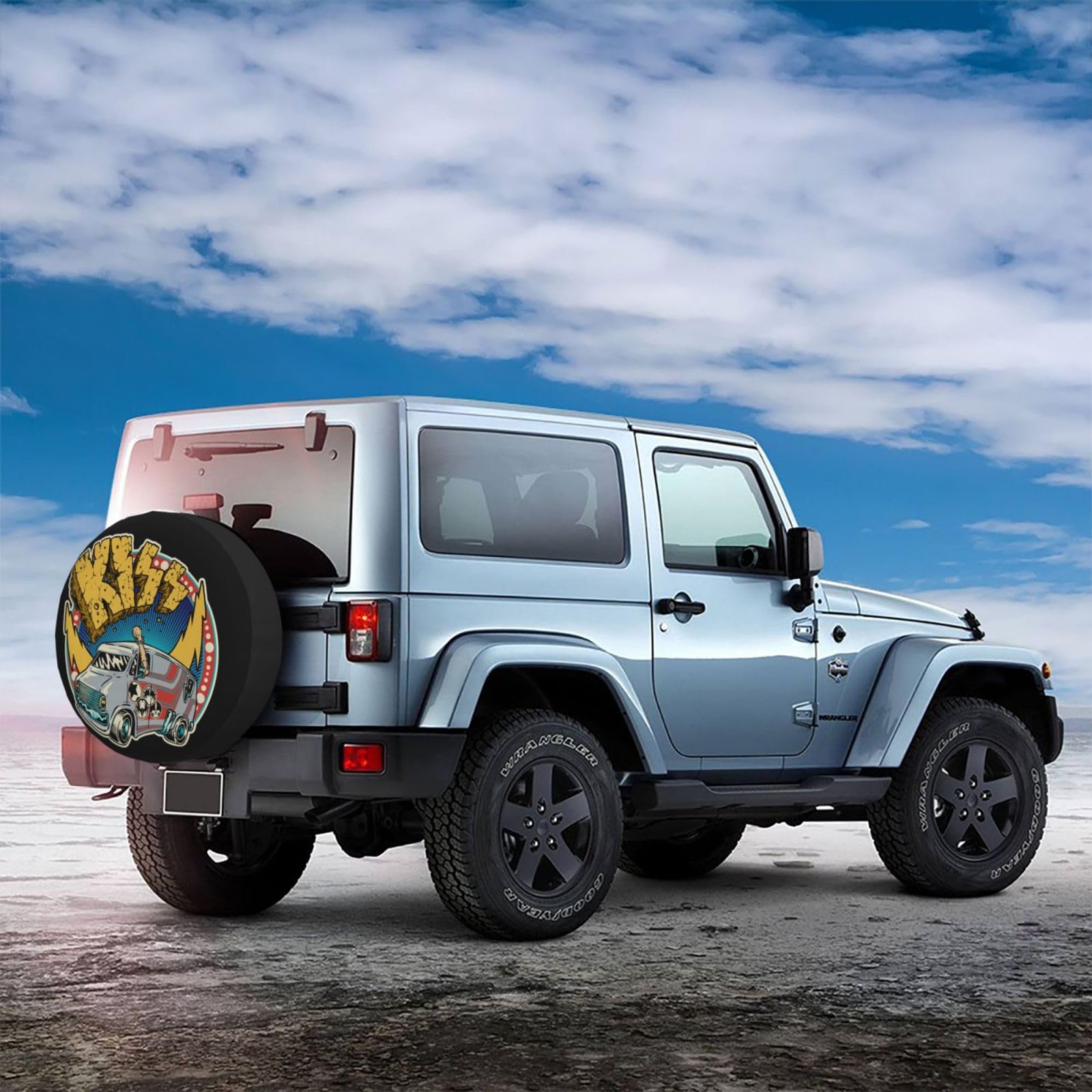 ACDC Kiss Spare Tire Cover - Universal 15 Inch Wheel Protector for RV, Truck, SUV & Trailer | Weatherproof & Durable Car Accessories | Perfect for Road Trips & Off-Road Adventures