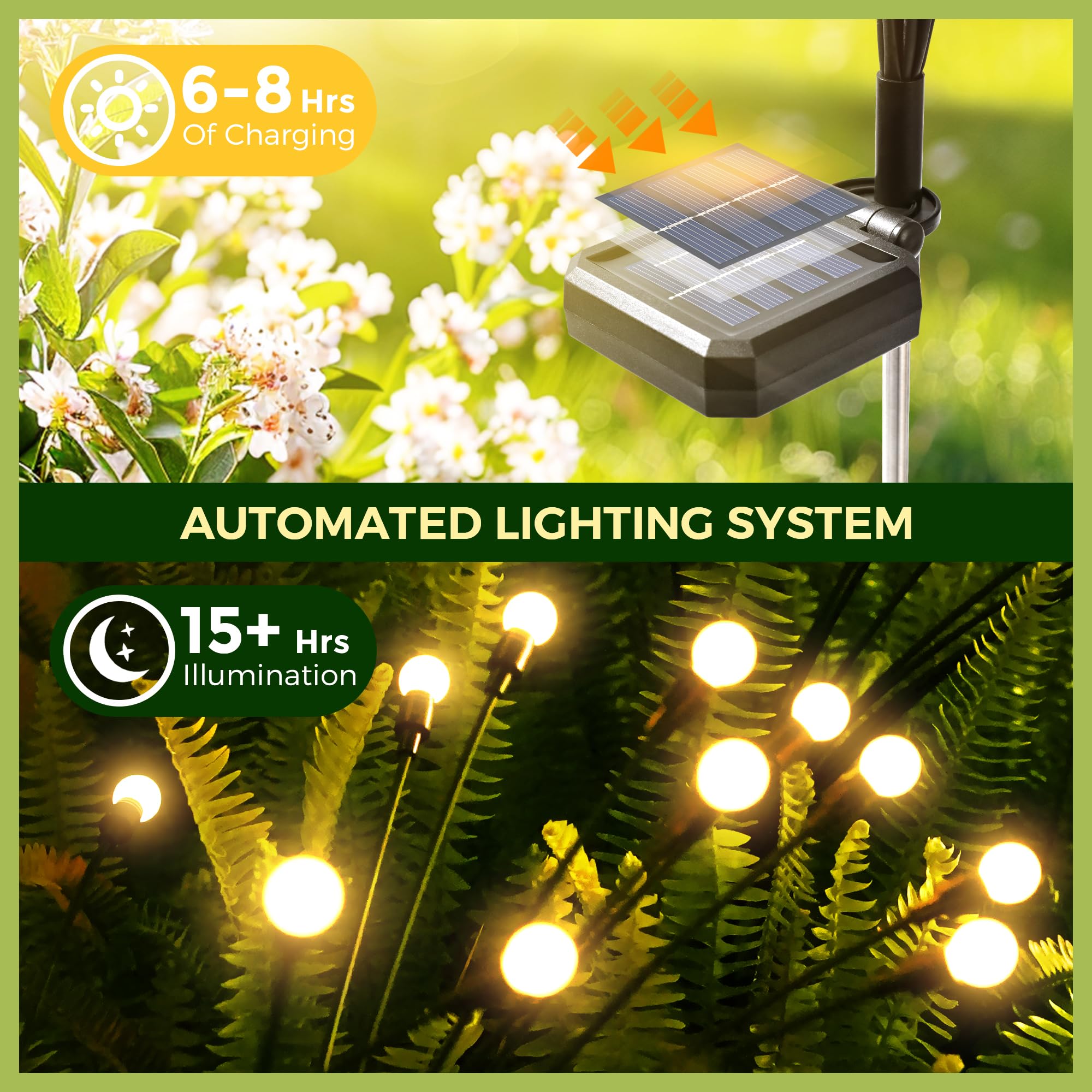 Solar Firefly Lights - 20 LED Outdoor Solar Garden Lights for Pathway, Patio & Yard Decoration