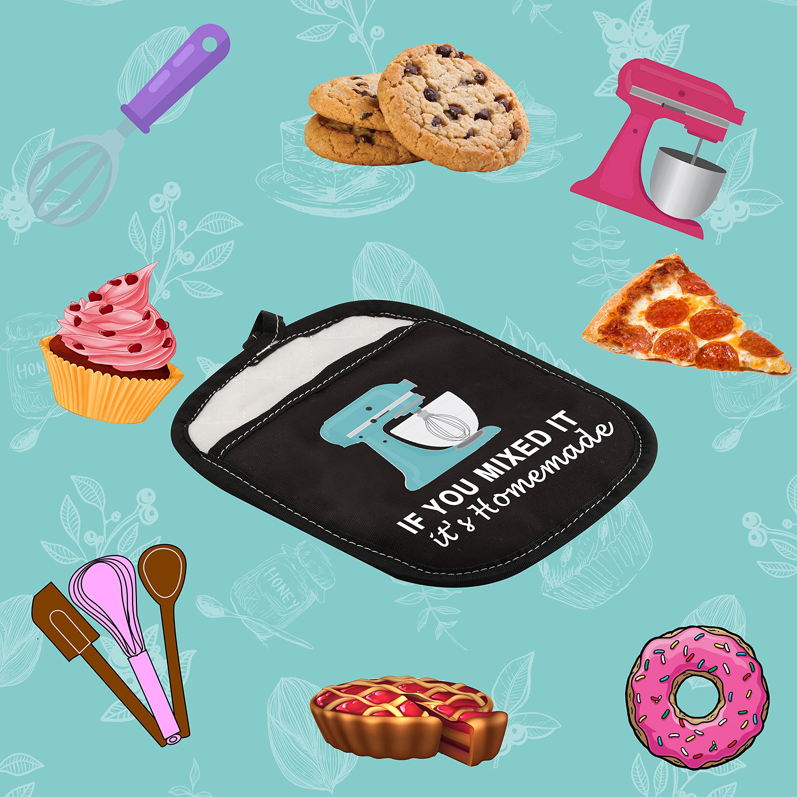 Funny Heat-Resistant Baking Potholder - 'If You Mixed It It's Homemade' - Perfect Baker Gift for Kitchen & Cooking Enthusiasts - Ideal for Baking, Grilling, and Holiday Gifting