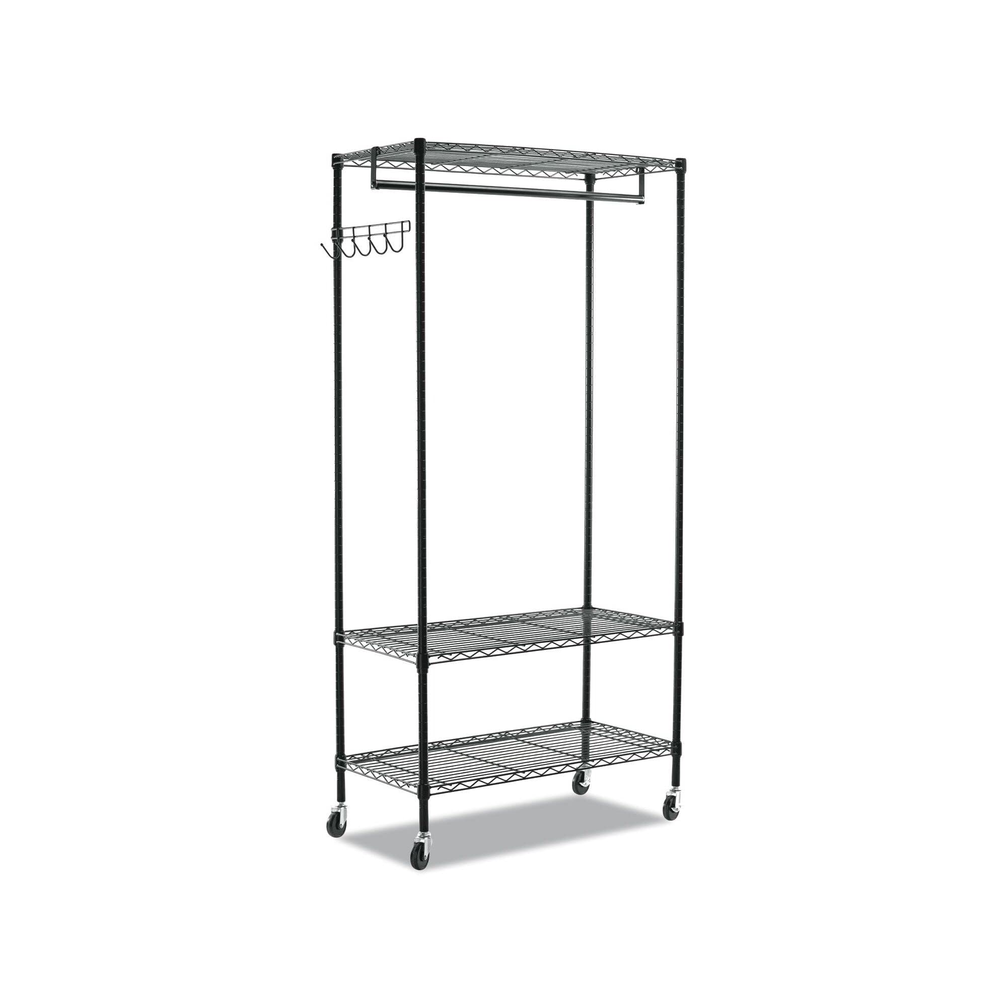 Alera Black Wire Shelving Garment Rack - Heavy Duty Clothes Storage Organizer for Closet, Laundry Room & Retail Display
