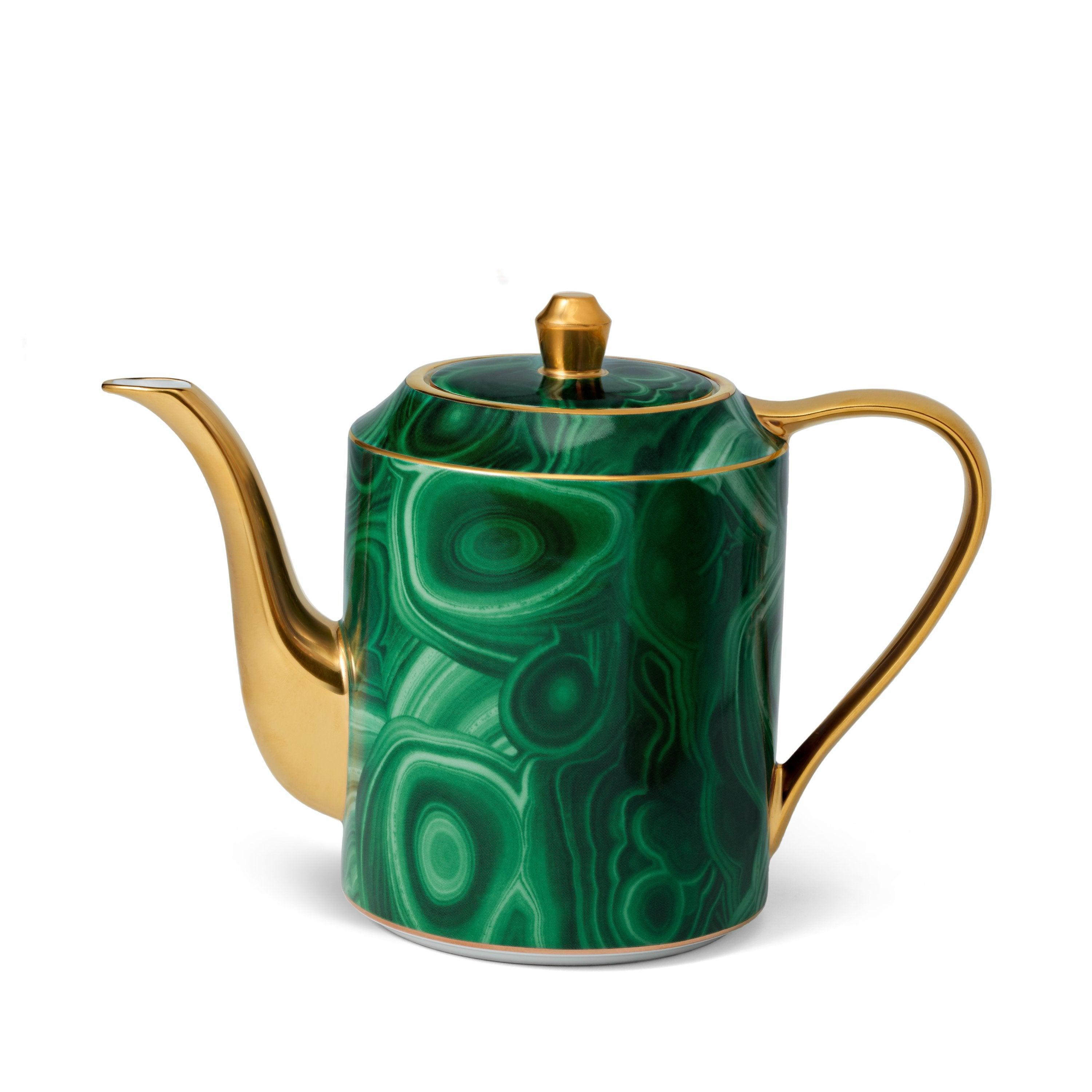 Handmade Malachite Teapot - Premium Stoneware Ceramic Teapot for Loose Leaf Tea | Elegant Home Decor & Perfect Gift for Tea Lovers (8oz Capacity) | Ideal for Afternoon Tea, Meditation & Zen Decor