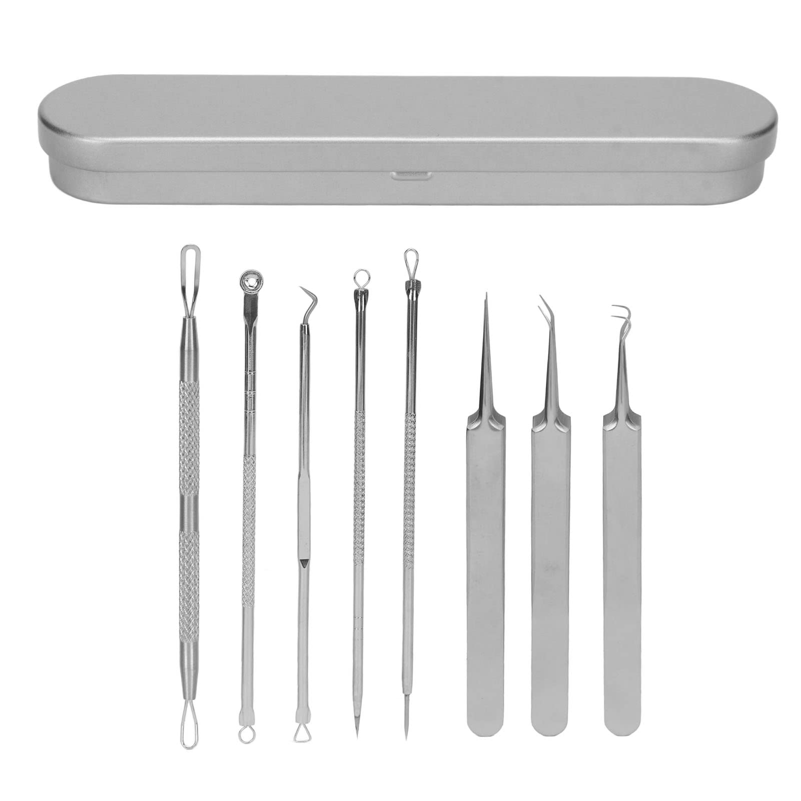 8Pcs Acne Tools Set - Professional Stainless Steel Blackhead & Pimple Extractor Kit for Face Care - Includes Comedone Popper, Skin Care Tools with Storage Box - Perfect for Home Spa & Dermatologist-Recommended Skincare Routine