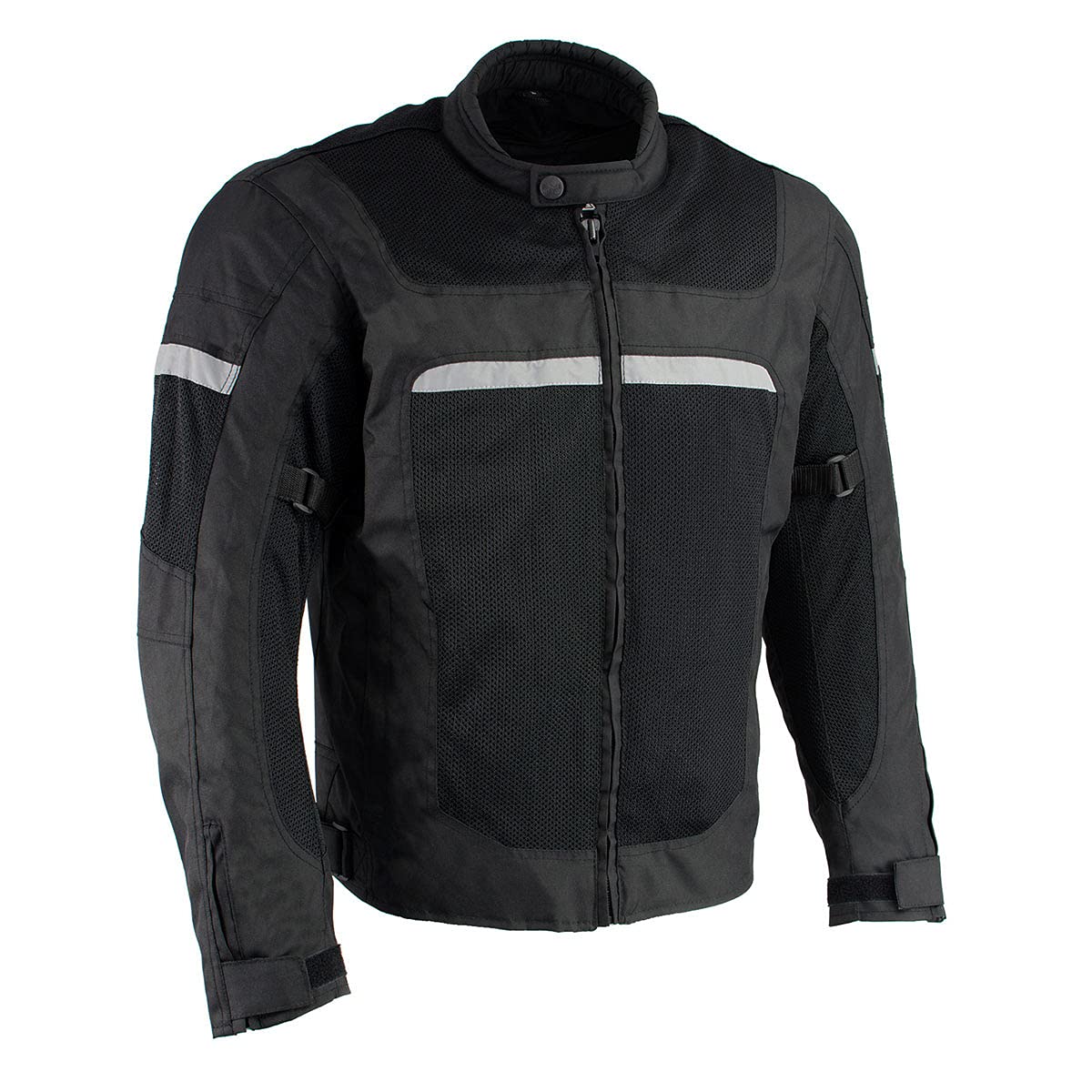 Milwaukee Leather MPM1794 Men's Black Armored Motorcycle Jacket with Mesh Ventilation & Reflective Piping - Durable Riding Gear for Street Bikers & Commuters