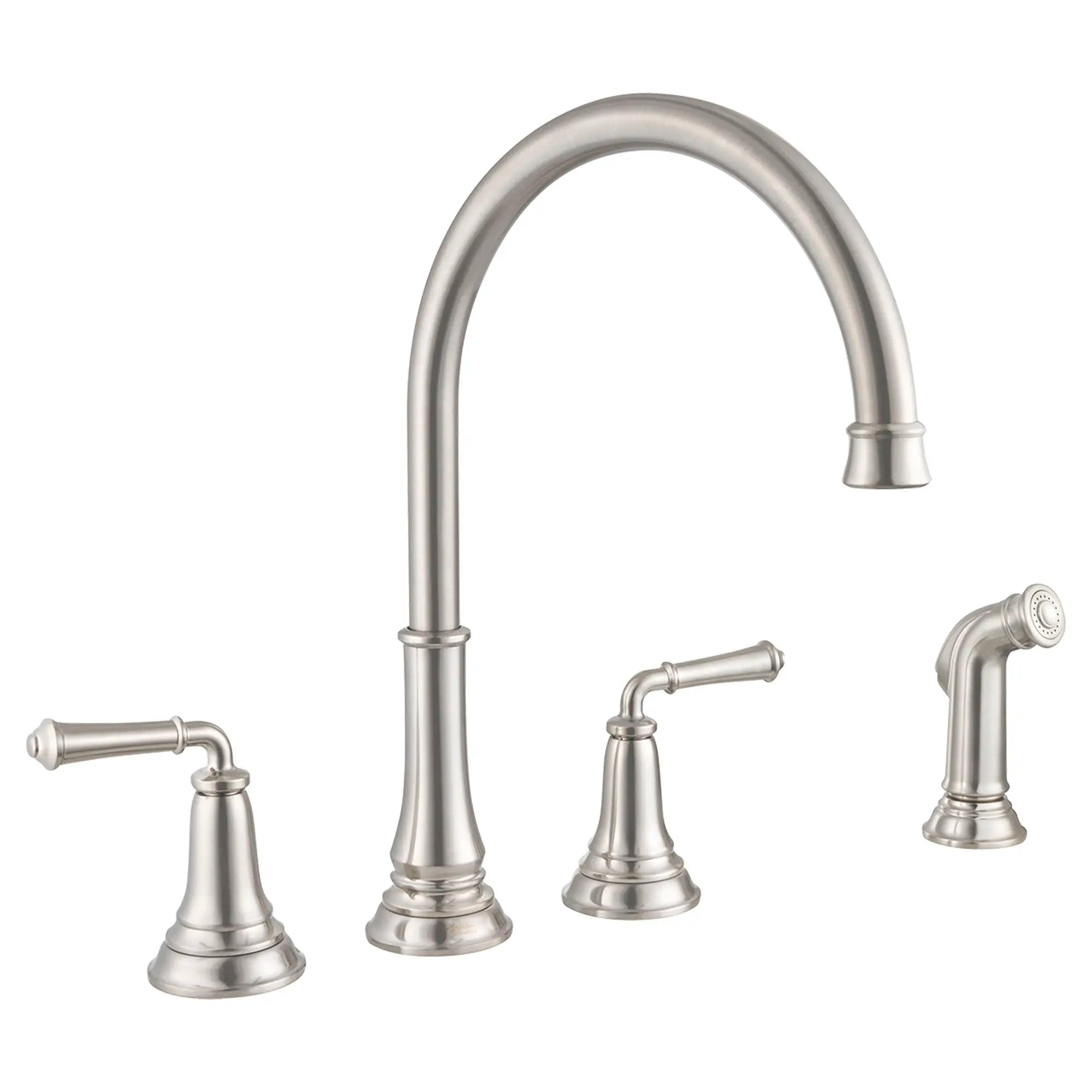 Delancey® 2-Handle Widespread Kitchen Faucet with Side Spray - 1.5 GPM/5.7 LPM - Brushed Nickel Finish - Perfect for Modern Kitchens & Easy Dishwashing