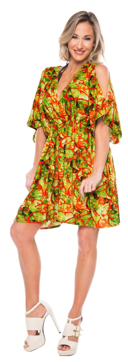 LA LEELA Plus Size Women's Beach Cover Up Dress - 2X-3X Shamrock Green Swimwear Coverup for Summer & Fall | Lightweight Swim Dress for Pool, Beach Vacation & Resort Wear