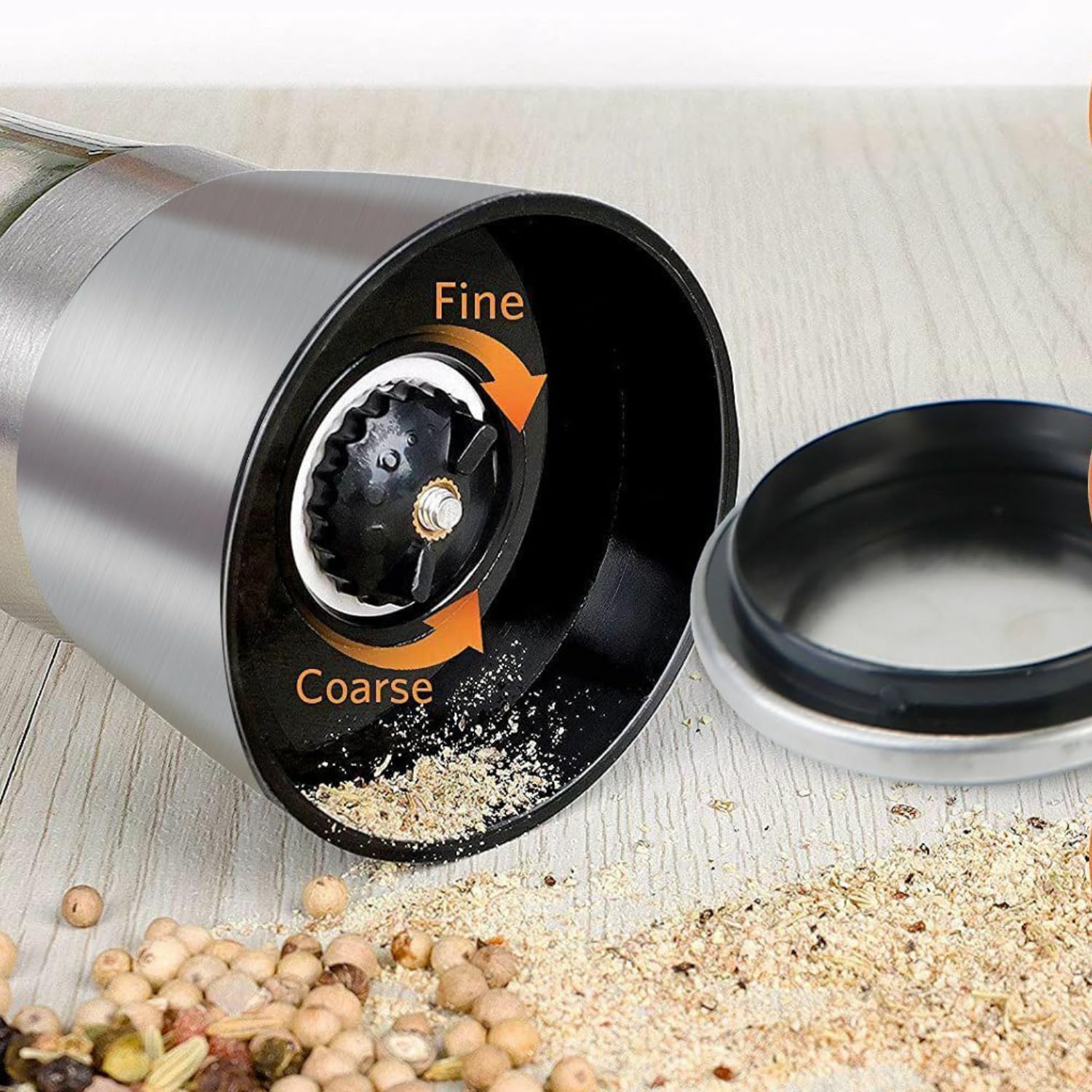 Premium Stainless Steel Salt and Pepper Grinder Set - Adjustable Coarseness, Glass Body & Brushed Finish - Perfect for Kitchen, Dining Table, and Gourmet Cooking - Ideal Gift for Home Chefs