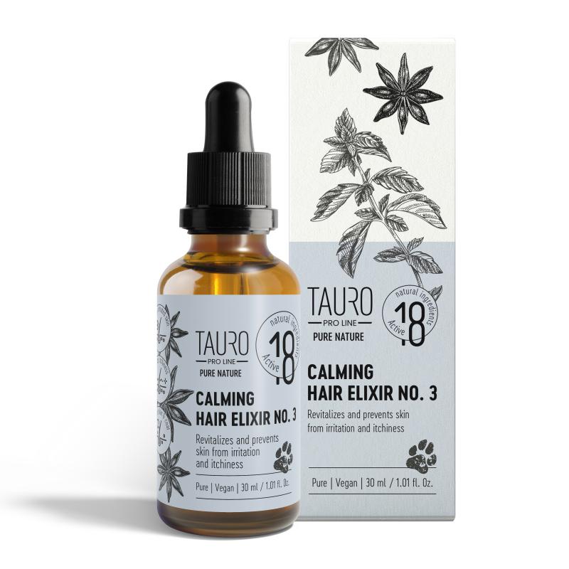 Tauro Pro Line Pure Nature Calming Hair Elixir No. 3 - Anti Itch Treatment for Dogs & Cats - Soothes & Restores Irritated Skin & Coat - Perfect for Allergy Relief & Daily Grooming Routine