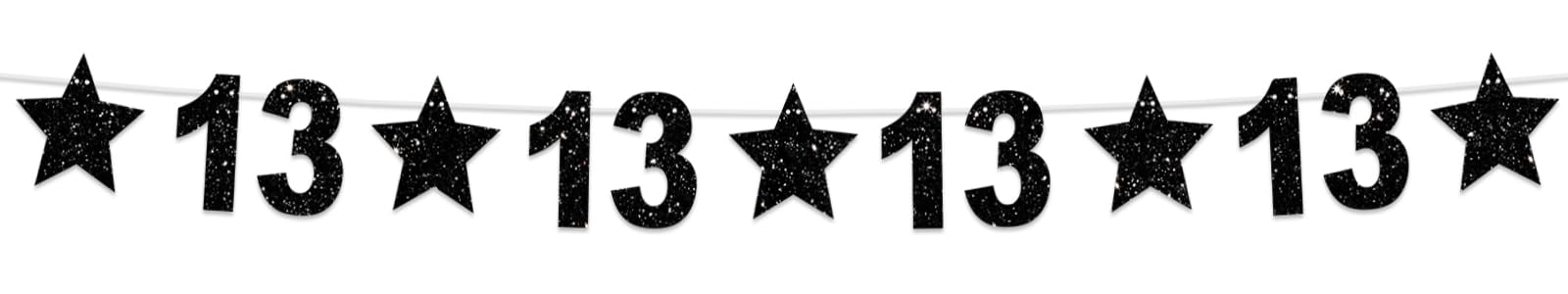 13th Birthday Party Decorations - Glitter Black Star Banner, Shiny Backdrop & Twinkle Theme Wall Decor for Home, Classroom & Festive Celebrations | Cheers to 13 Years Birthday Supplies | Perfect for Teen Parties, School Events & Milestone Decor