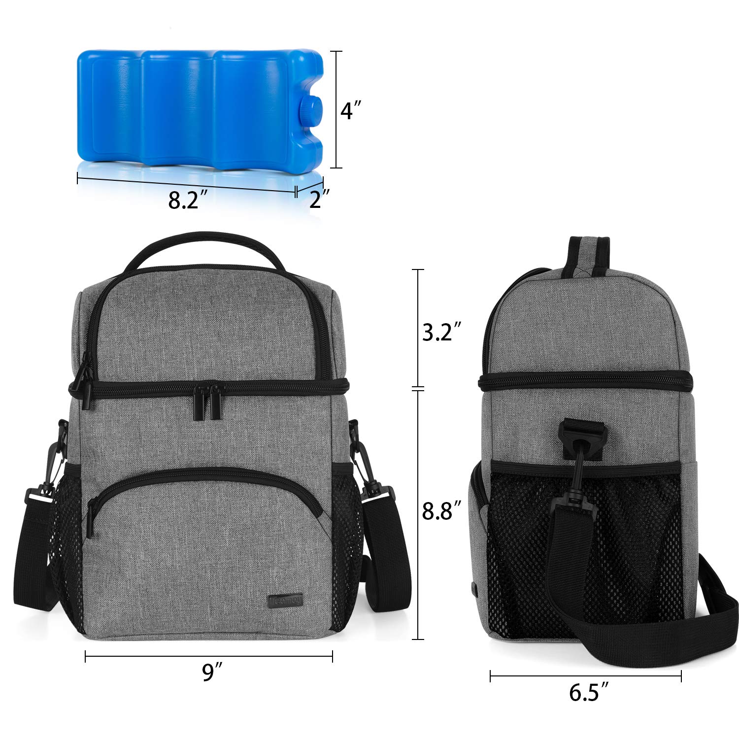 Teamoy Double Layer Insulated Breastmilk Cooler Bag with Ice Pack - Portable Baby Bottle Storage for Travel & Daycare - Holds 6 Large 9oz Bottles (Gray) - Perfect for Nursing Moms, Working Parents & On-the-Go Families
