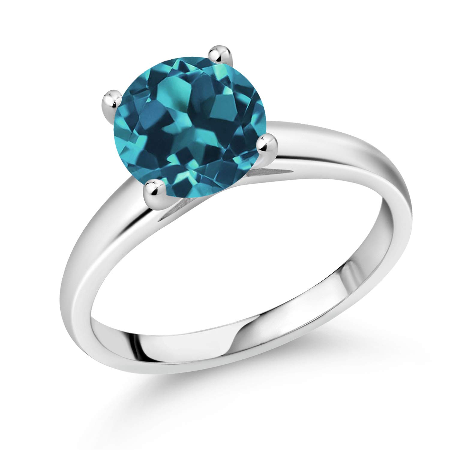 2.50 Ct Round London Blue Topaz 10K White Gold Ring for Women - Elegant Gemstone Jewelry for Engagement, Wedding & Special Occasions | Gem Stone King