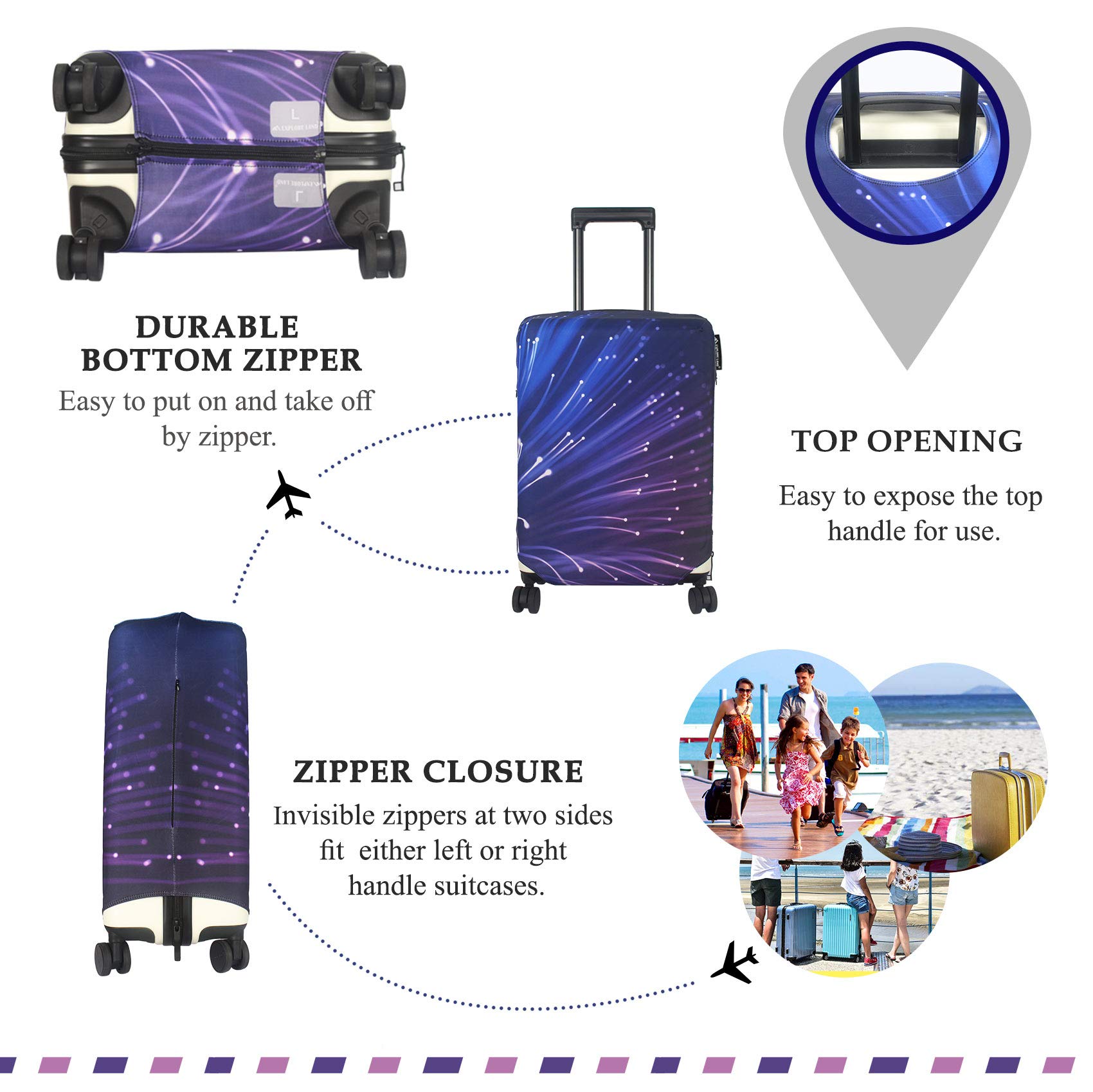 Waterproof Suitcase Cover for 27-30 Inch Luggage - Durable Travel Bag Protector with Fireworks Design (Large Size) | Perfect for Airplane Checked Bags & Vacation Travel Gear Protection