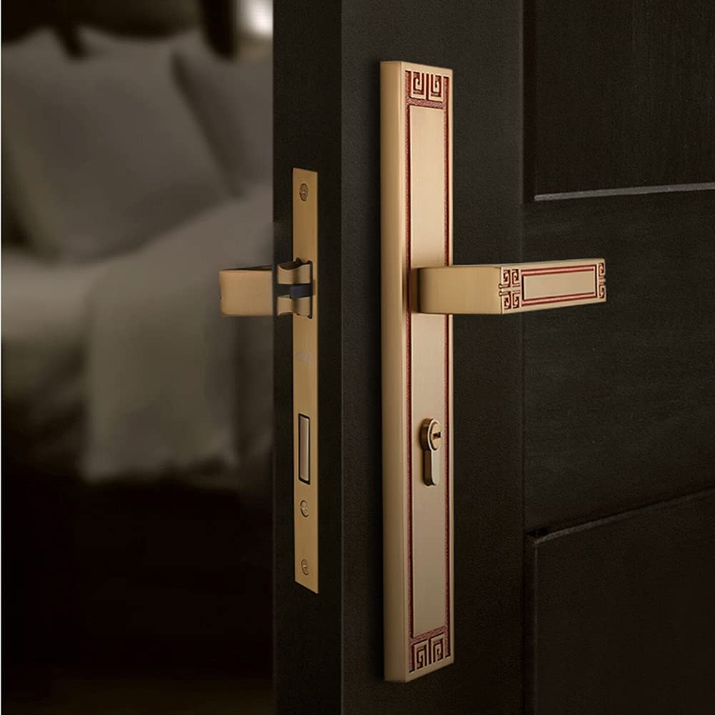 Golden Single Door Knob Lever - Double-Leaf Door Handle for Villa Entrance & Wooden Doors - Secure & Stylish Door Lock with Handle - Perfect for Home, Office & Commercial Spaces