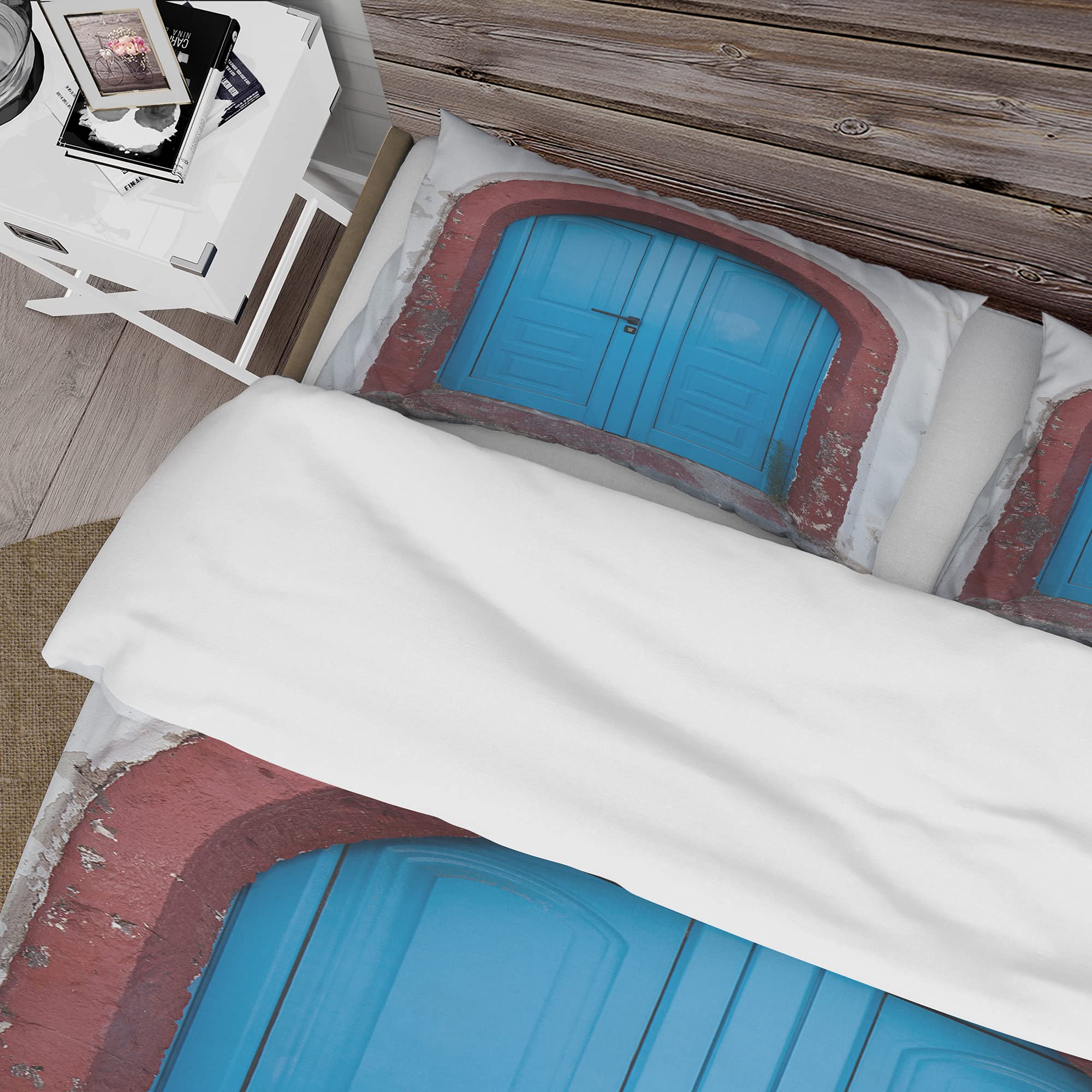 Traditional Santorini Duvet Cover Set - King Size Red Bedding for All Seasons