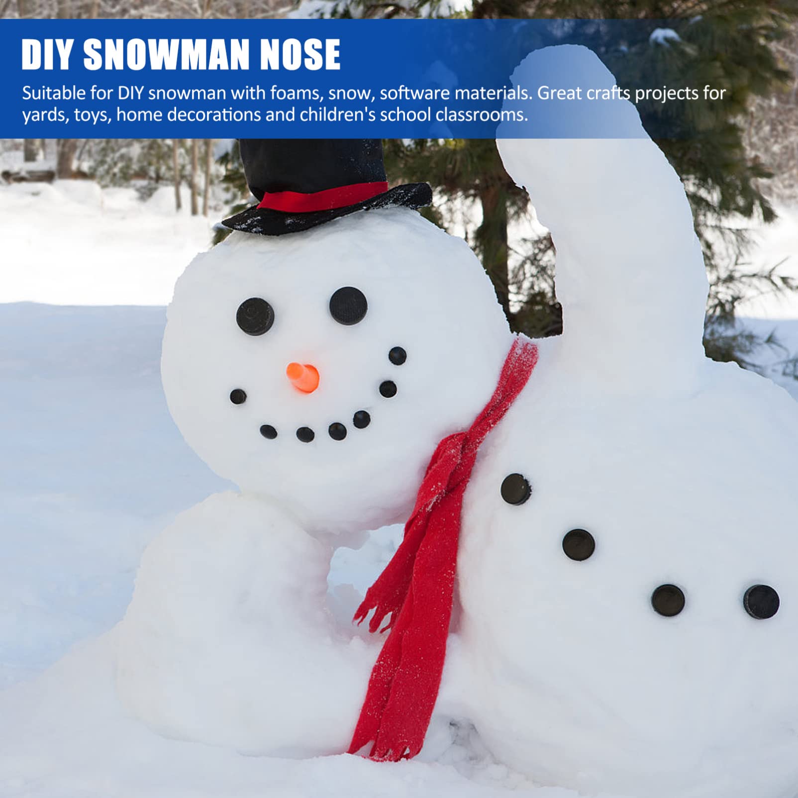 200pcs Plastic Snowman Noses - DIY Christmas Craft Accessories for Holiday Snowman Making, Decorations & Winter Party Favors - Perfect for Christmas Tree Ornaments, Winter Crafts & Kids' Holiday Activities