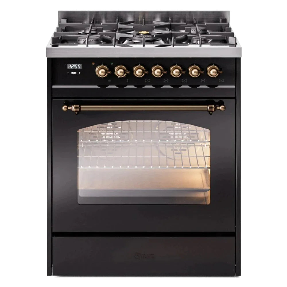ILVE 30 Nostalgie II Series Freestanding Dual Fuel Range with 5 Sealed Burners - Professional Gas Stove & Electric Oven for Home Kitchen - Perfect for Baking, Roasting, and Family Cooking (Model UP30NMP)