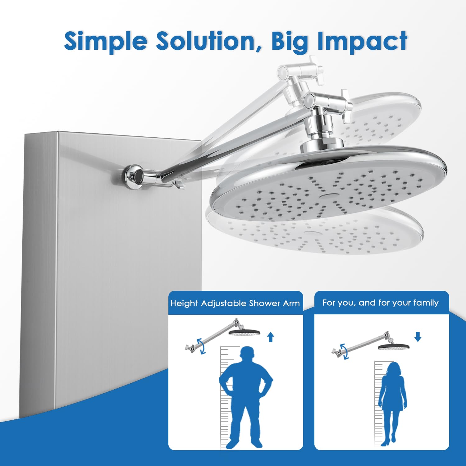ROVOGO 4-in-1 Shower Panel Tower System with Rain Shower, Handheld Spray, Body Jets & Tub Spout - Adjustable 304 Stainless Steel Shower Column with Brushed Finish - Perfect for Luxury Bathroom Renovation & Spa Experience