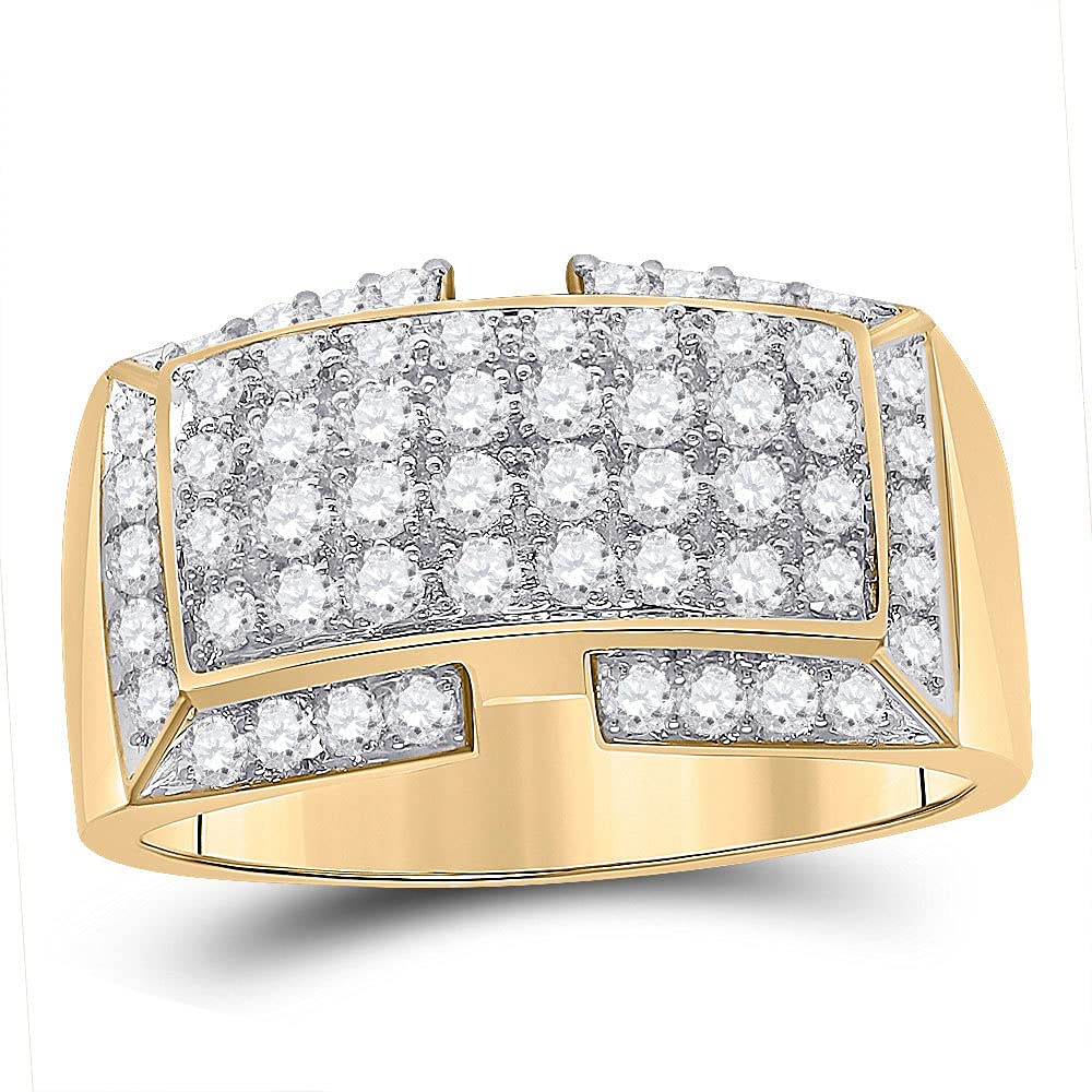 10K Yellow Gold Men's Round Diamond Fashion Ring - 1 CTTW Genuine Diamond Wedding Band for Men, Perfect for Engagement, Anniversary & Special Occasions
