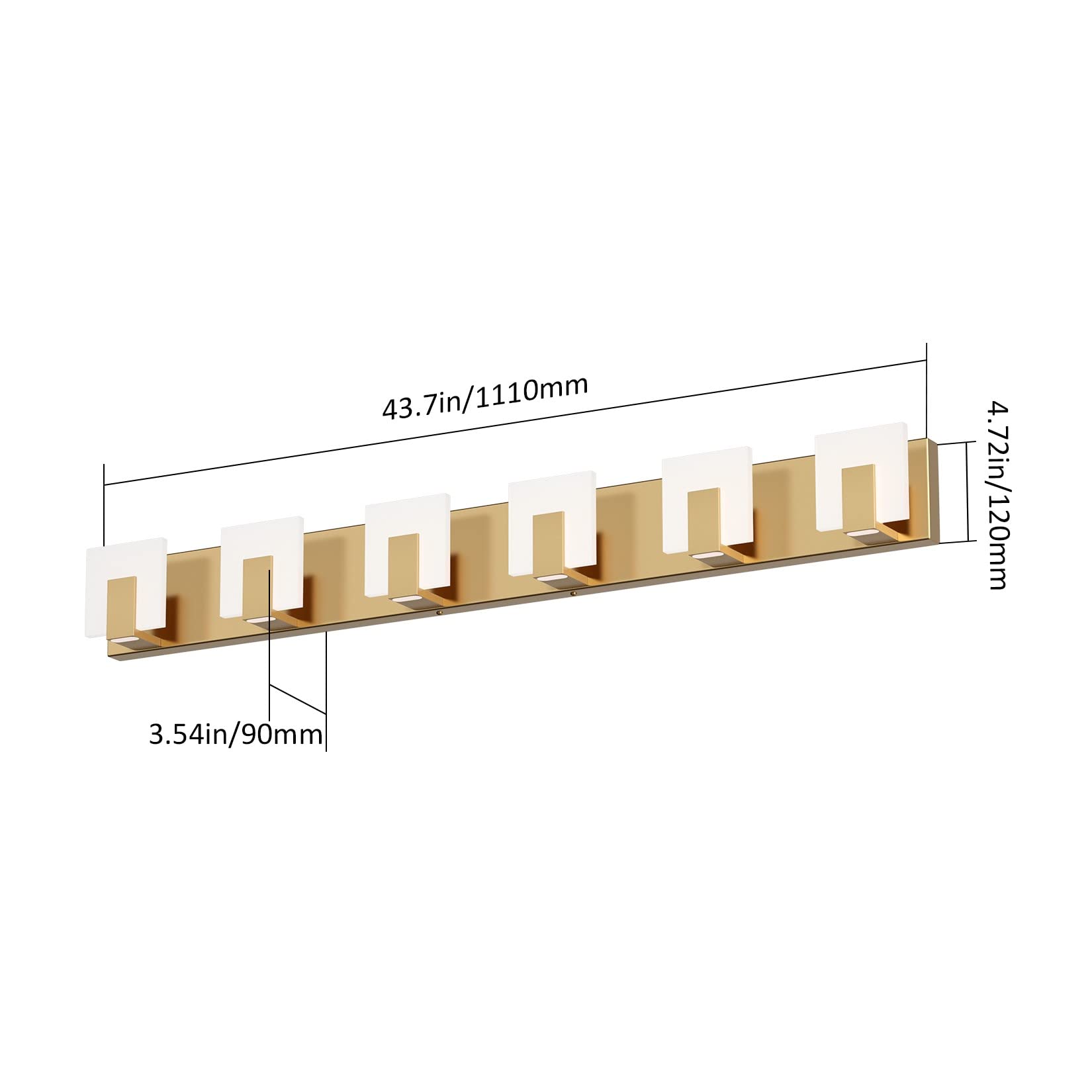 Aipsun Modern Gold Vanity Lighting Fixtures - 6-Light LED Bathroom Vanity Light with Up and Down Wall Sconce, 6000K Daylight - Perfect for Bathroom Makeup Vanity, Dressing Room, and Spa Lighting