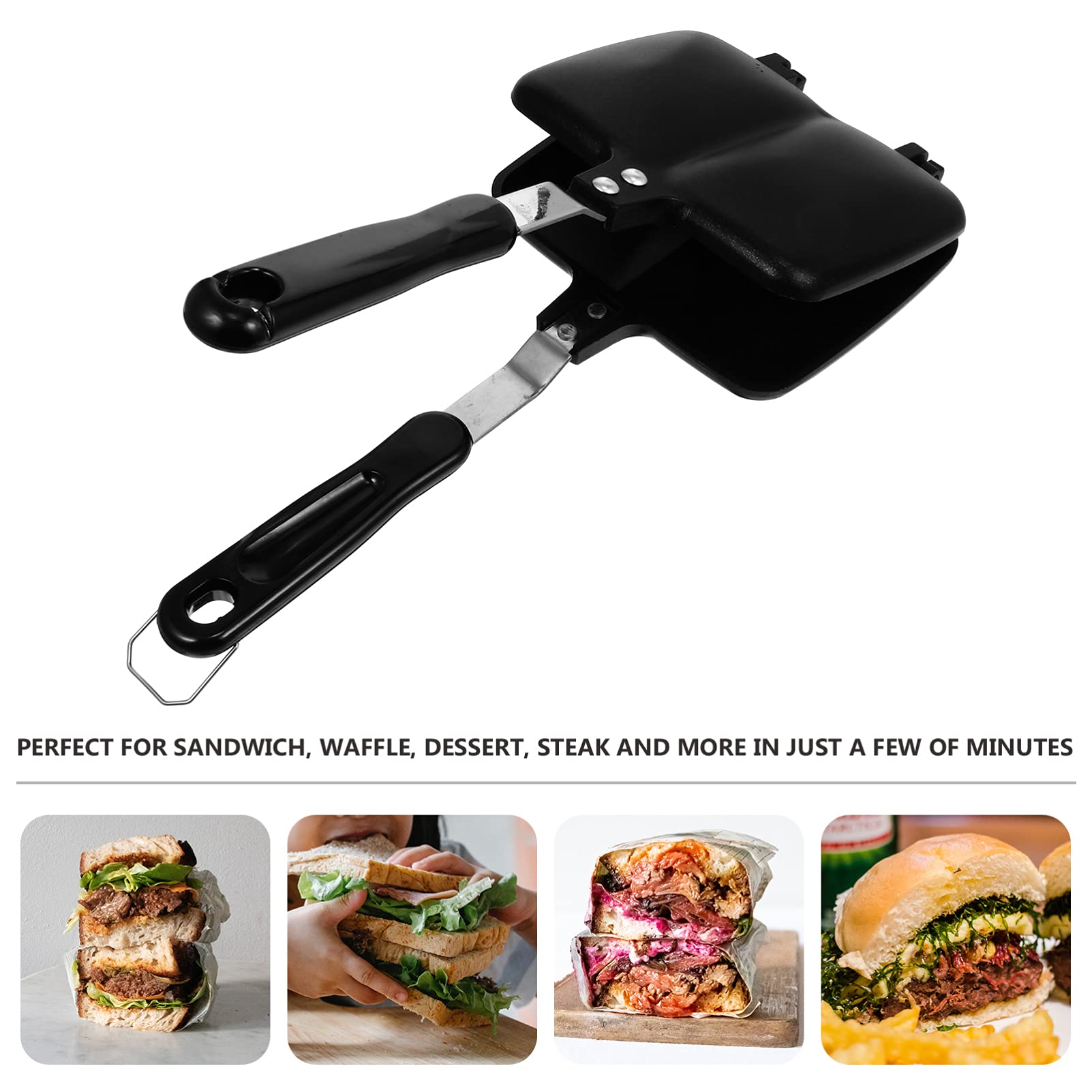 Non-Stick Sandwich Maker & Waffle Pan - Hemoton Aluminum Alloy Grilled Sandwich Press, Skillet & Baking Plate for Breakfast, Lunch & Snacks - Perfect for Home, Office & Camping Cooking
