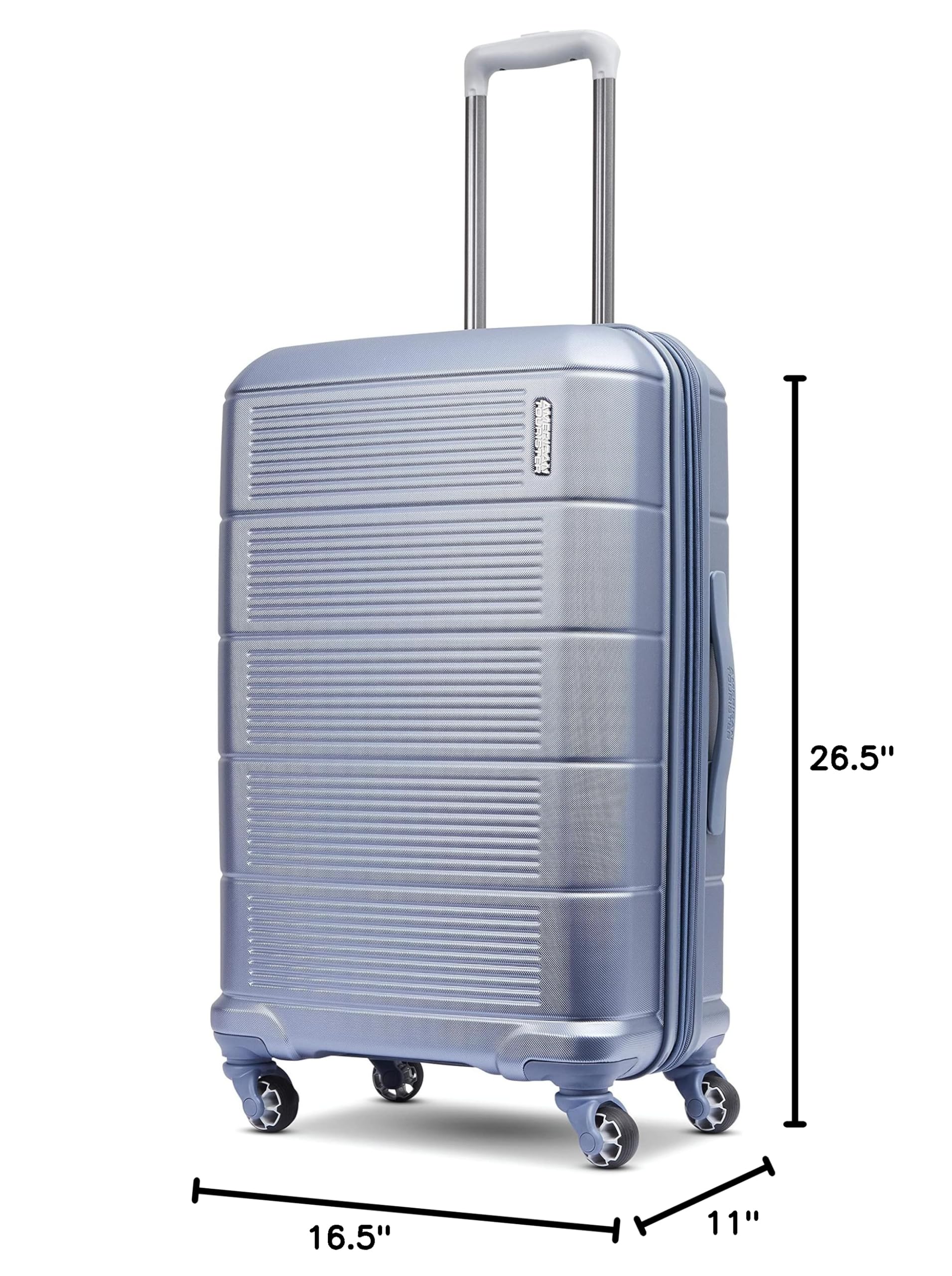 American Tourister Stratum 2.0 Expandable Hardside Luggage with 360° Spinner Wheels, 24-Inch Carry-On Suitcase, Durable Lightweight Travel Bag in Slate Blue - Perfect for Air Travel, Business Trips & Vacation Getaways