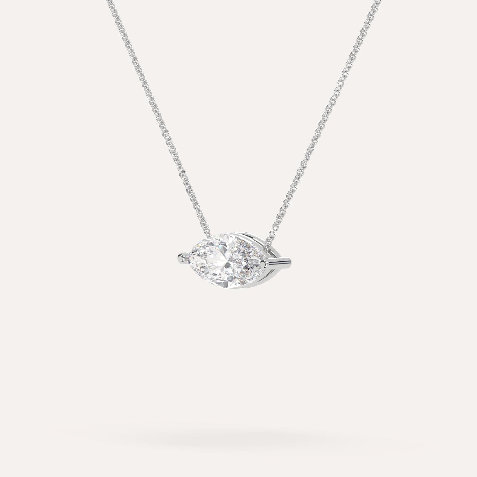 2 Carat Marquise Floating Diamond Necklace for Women - 14K White Gold Dainty Pendant Jewelry - Perfect for Anniversary, Wedding & Valentine's Day Gifts