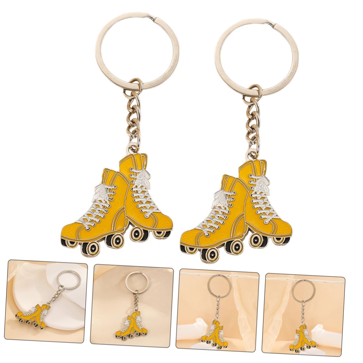 SKISUNO Metal Skate Keychains - Roller Skate Key Pendants for Girls & Boys - Durable Key Buckles for Skateboarders & Roller Skaters - Perfect for Backpacks, Gym Bags & Skate Gear Accessories