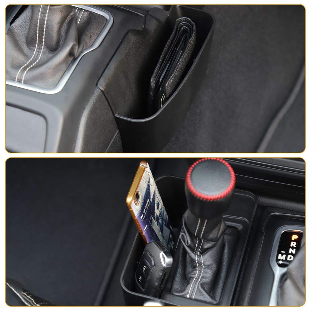 **CheroCar JL JT Gear Shift Storage Box Organizer - Compatible with Jeep Wrangler 2018-2020 JL/JLU & 2020 Jeep Gladiator JT - Interior Accessories (Black, 2-Pack) - Perfect for Storing Keys, Coins, and Small Essentials**